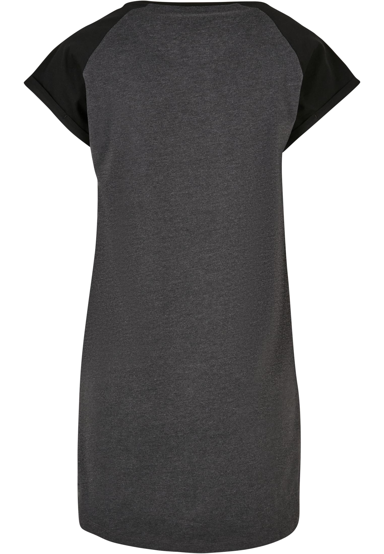 Ladies Contrast Raglan Tee Dress | charcoal/black