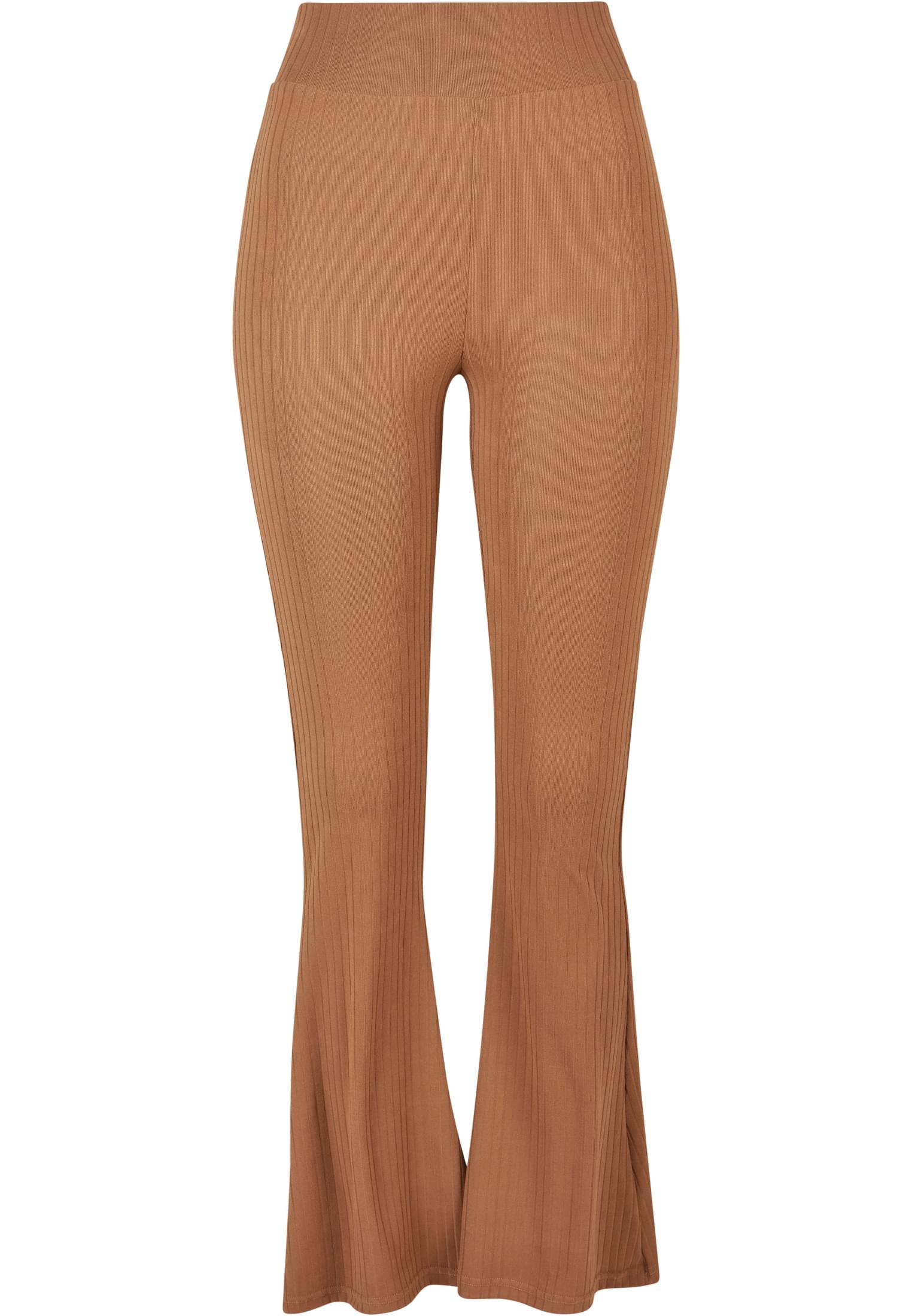 Ladies High Waist Rib Flared Leggings | darktaupe