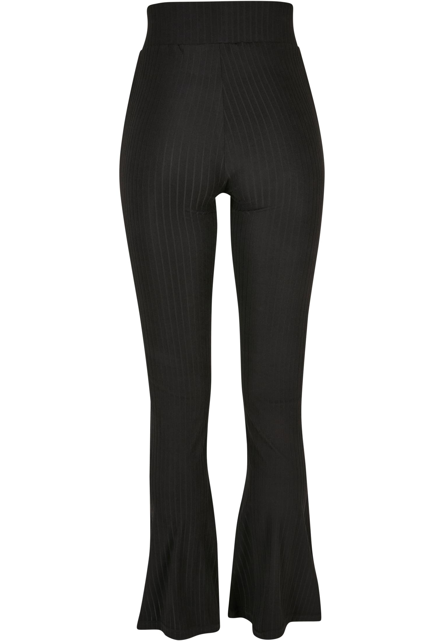 Ladies High Waist Rib Flared Leggings | black