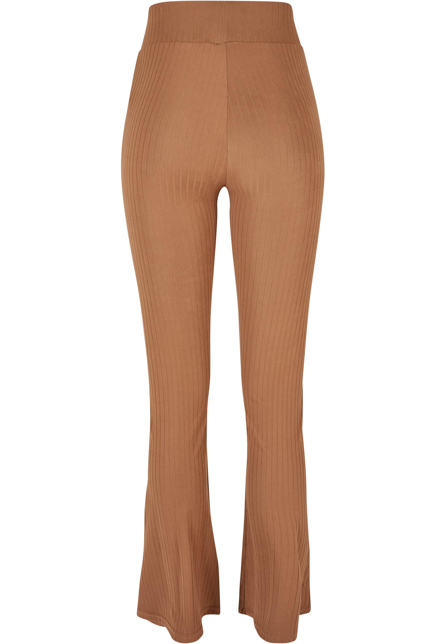 Ladies High Waist Rib Flared Leggings | darktaupe