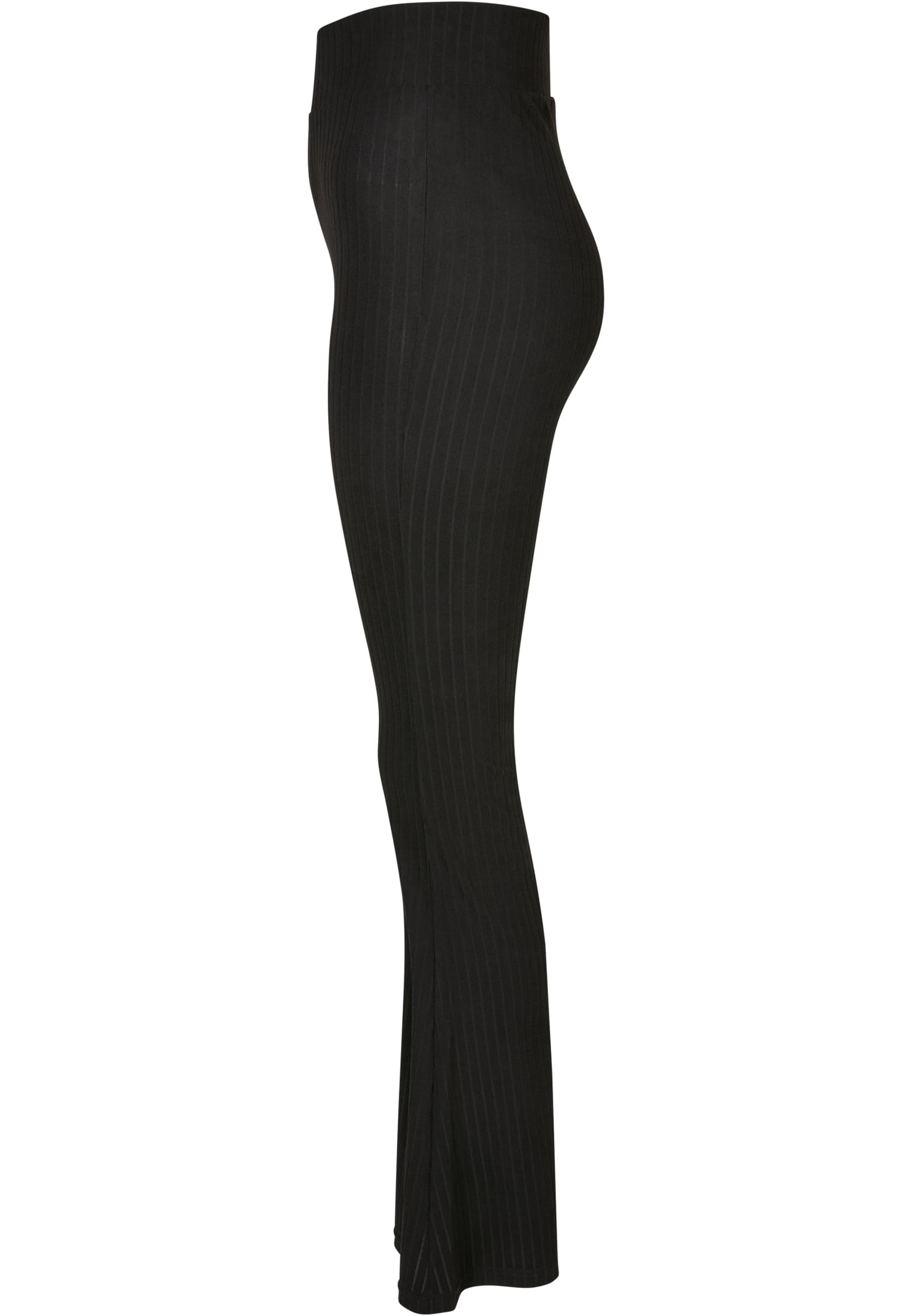 Ladies High Waist Rib Flared Leggings | black