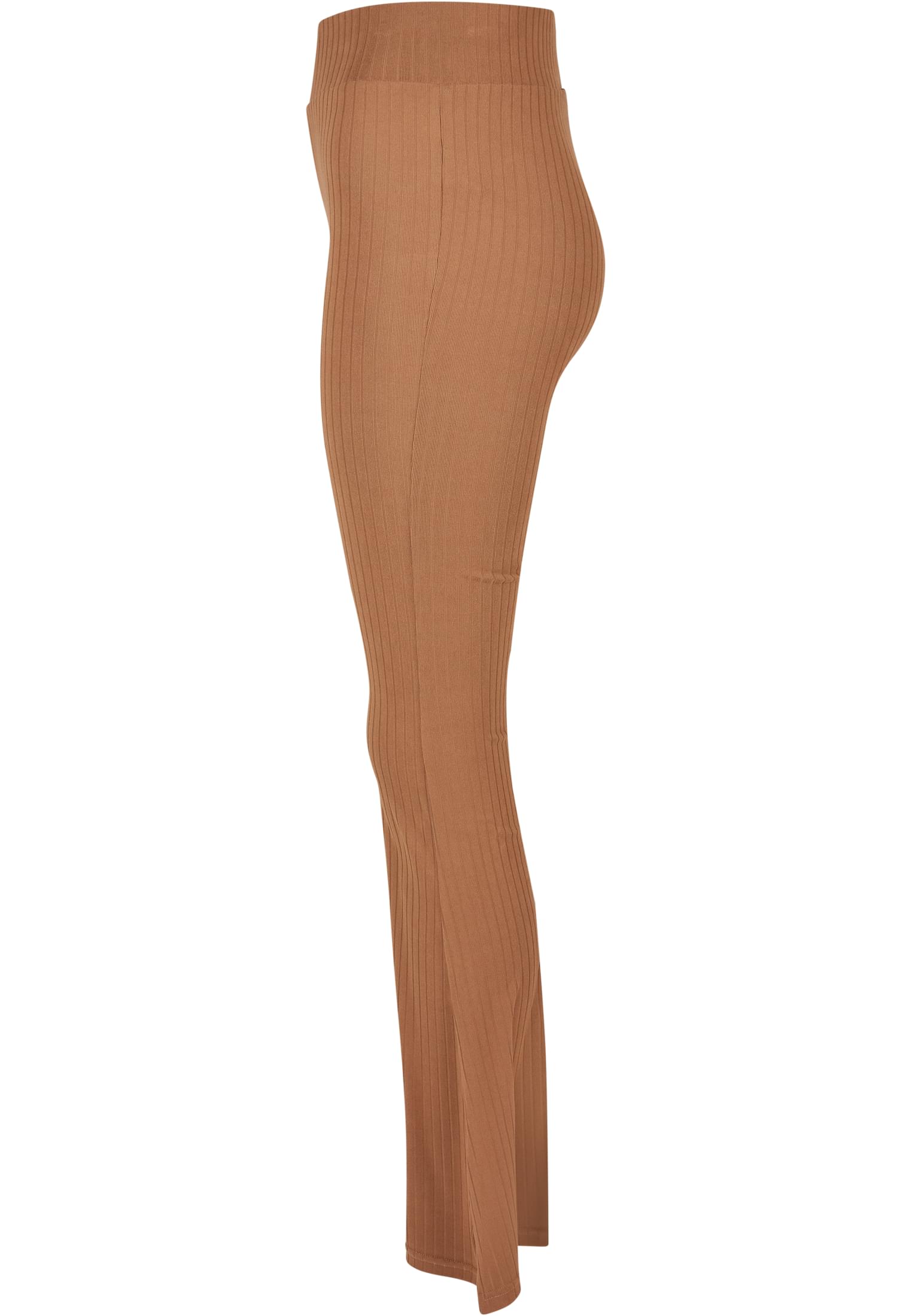 Ladies High Waist Rib Flared Leggings | darktaupe