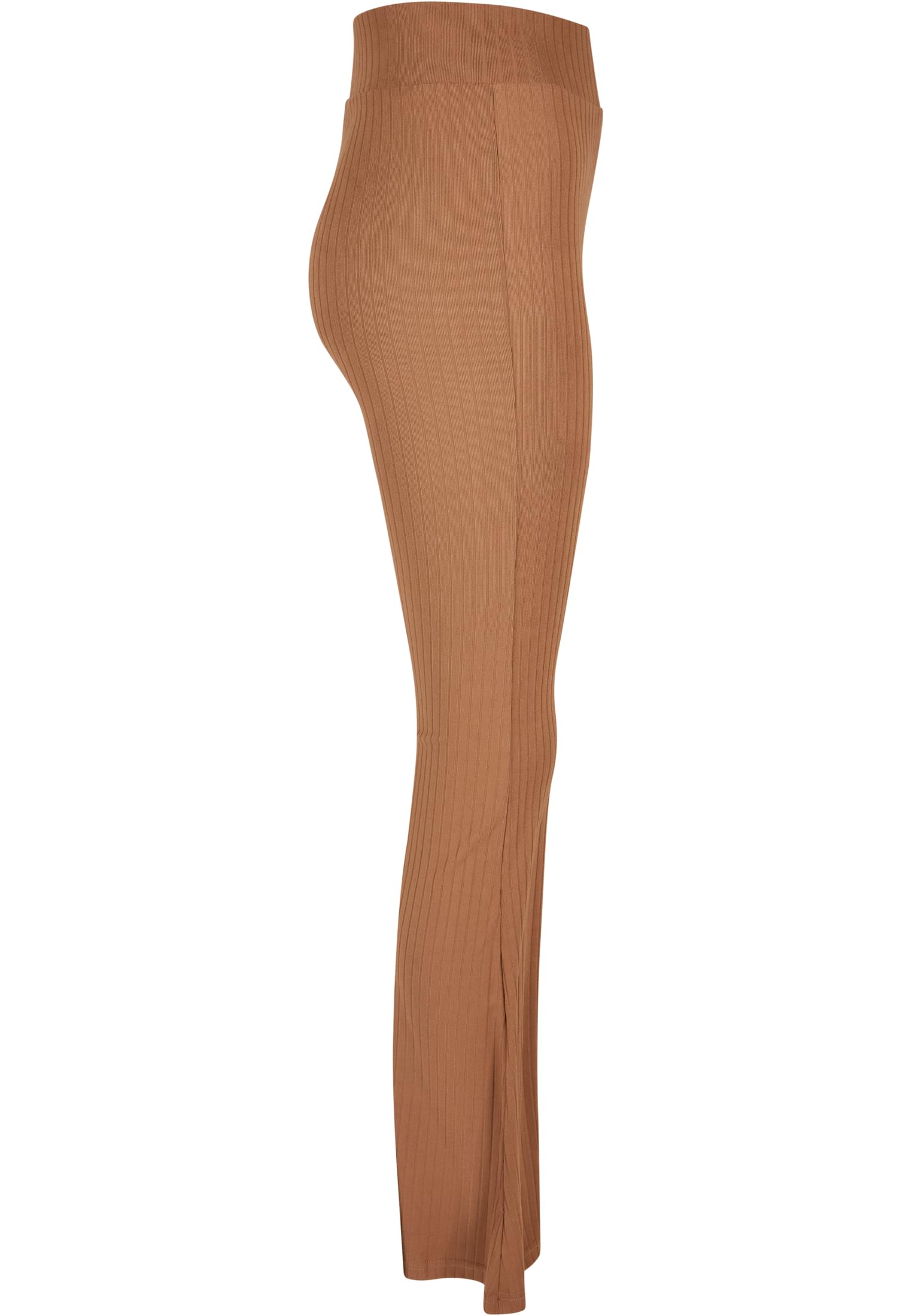 Ladies High Waist Rib Flared Leggings | darktaupe