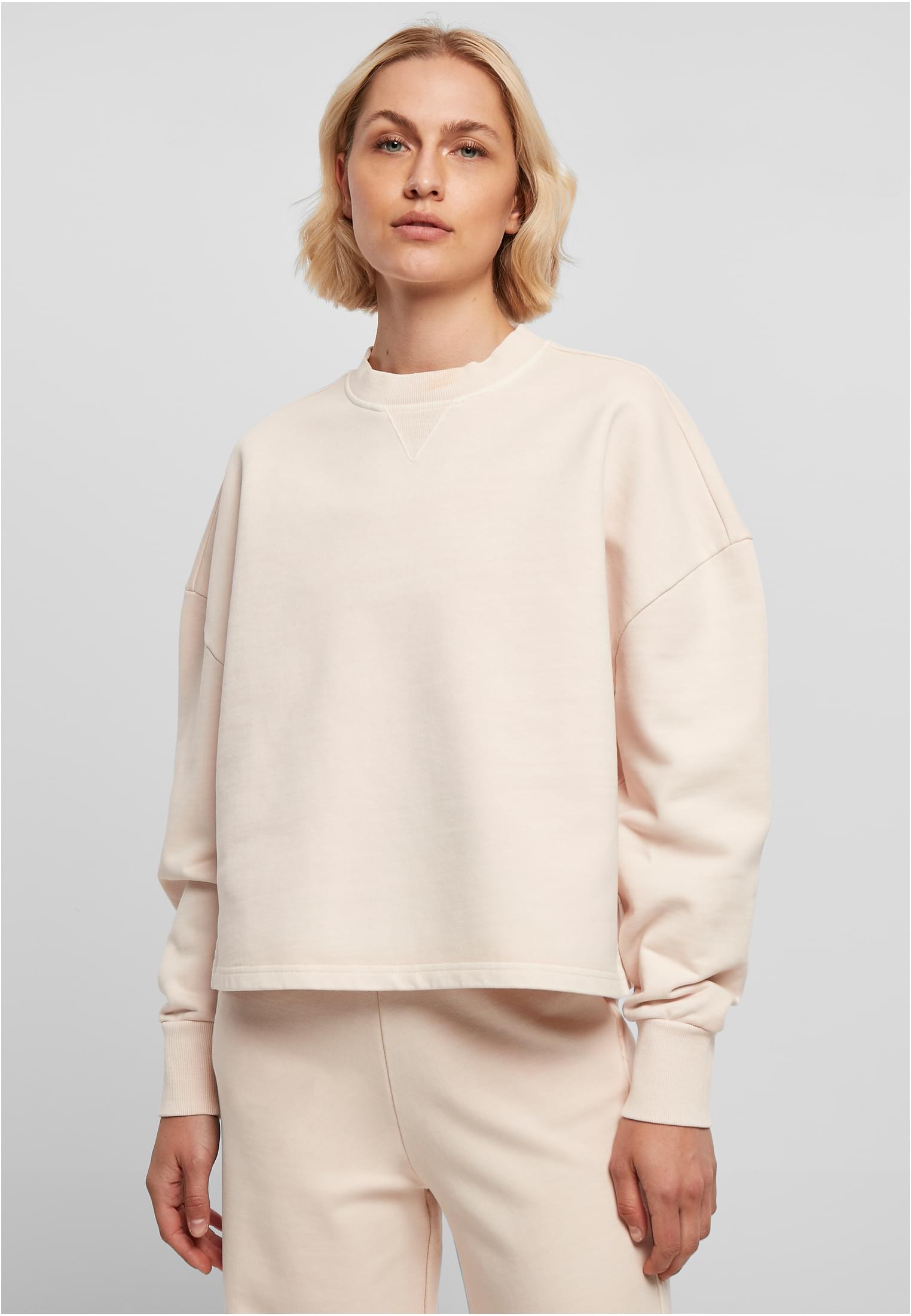 Ladies Heavy Terry Garment Dye Crewneck | pink