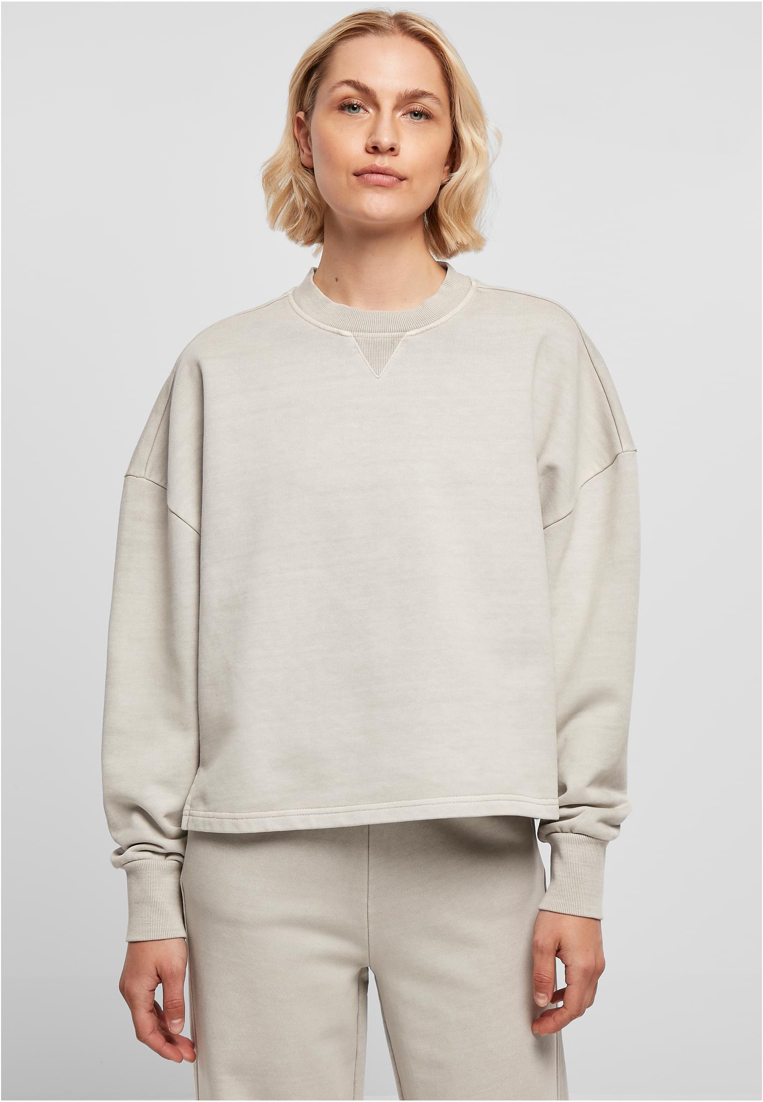 Ladies Heavy Terry Garment Dye Crewneck | warmgrey