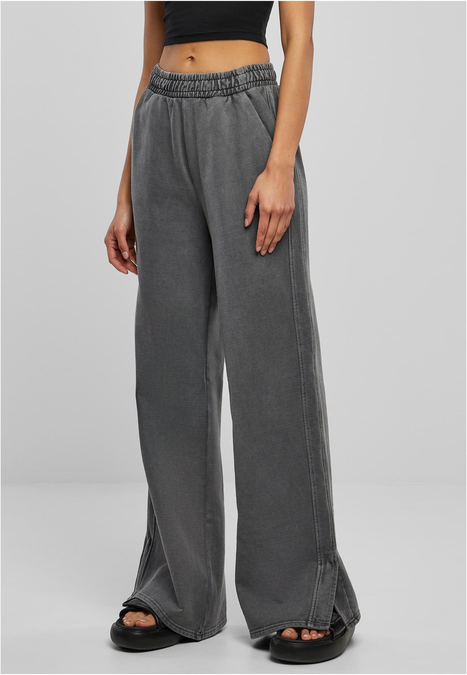 Ladies Heavy Terry Garment Dye Slit Pants | darkshadow