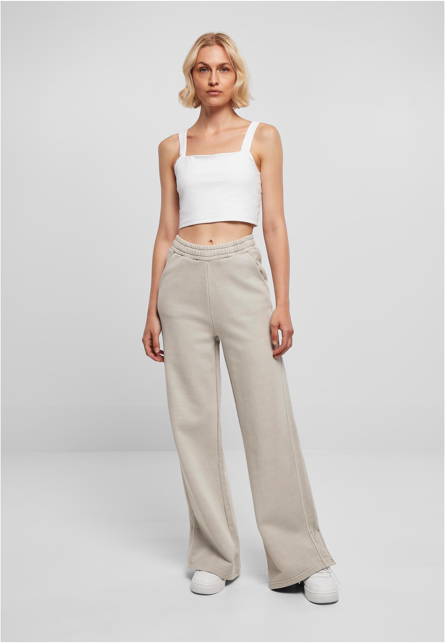 Ladies Heavy Terry Garment Dye Slit Pants | warmgrey