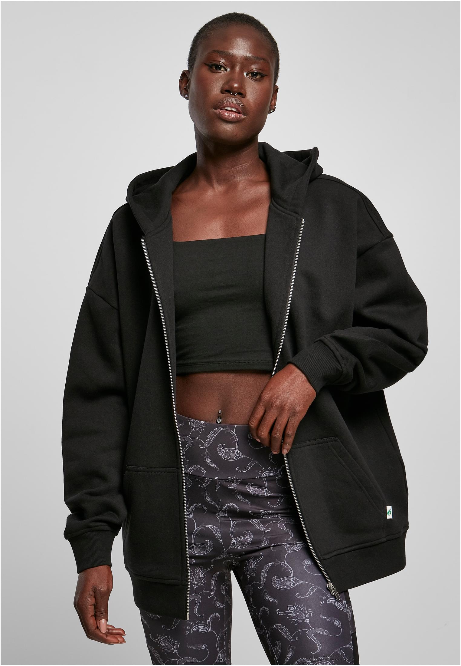 Ladies Oversized Zip Hoody | black