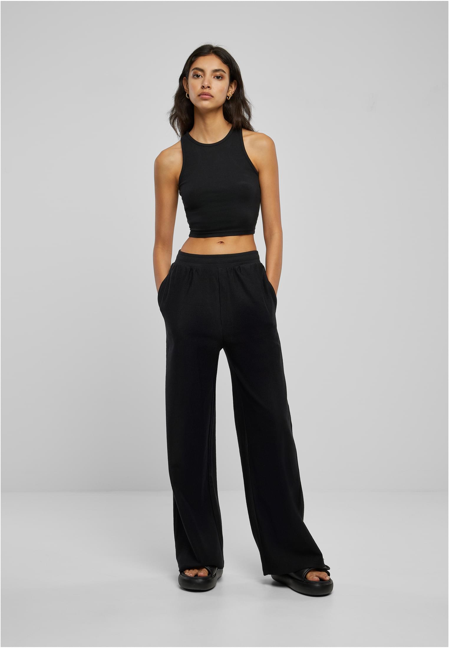 Ladies Straight Rib Terry Pants | black