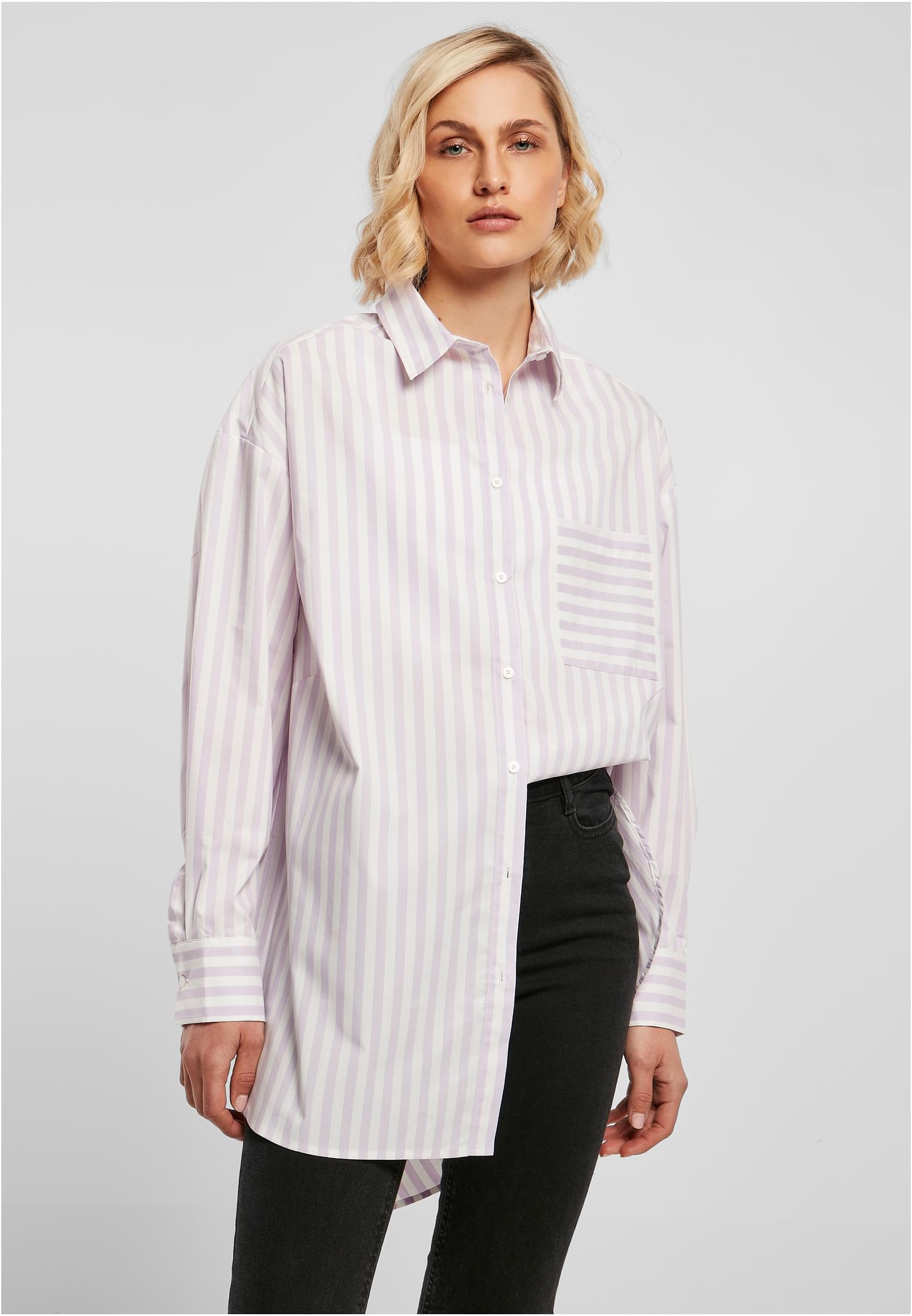 Ladies Oversized Stripe Shirt | white/lilac