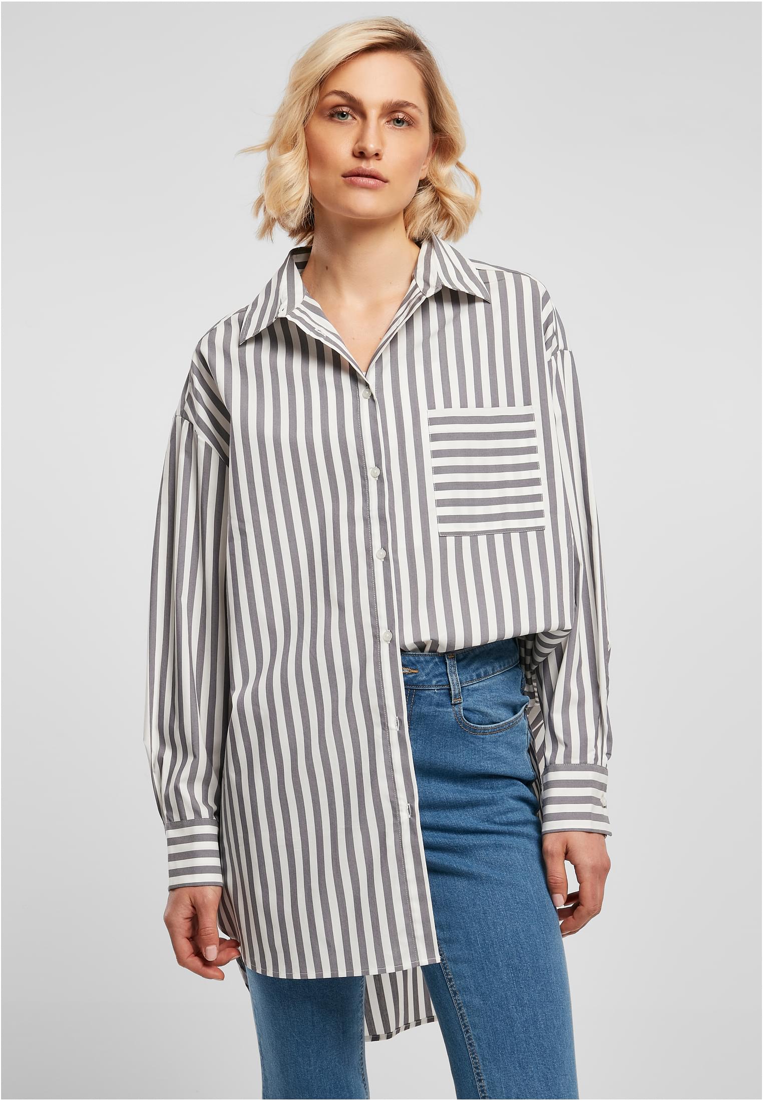 Ladies Oversized Stripe Shirt | white/darkshadow