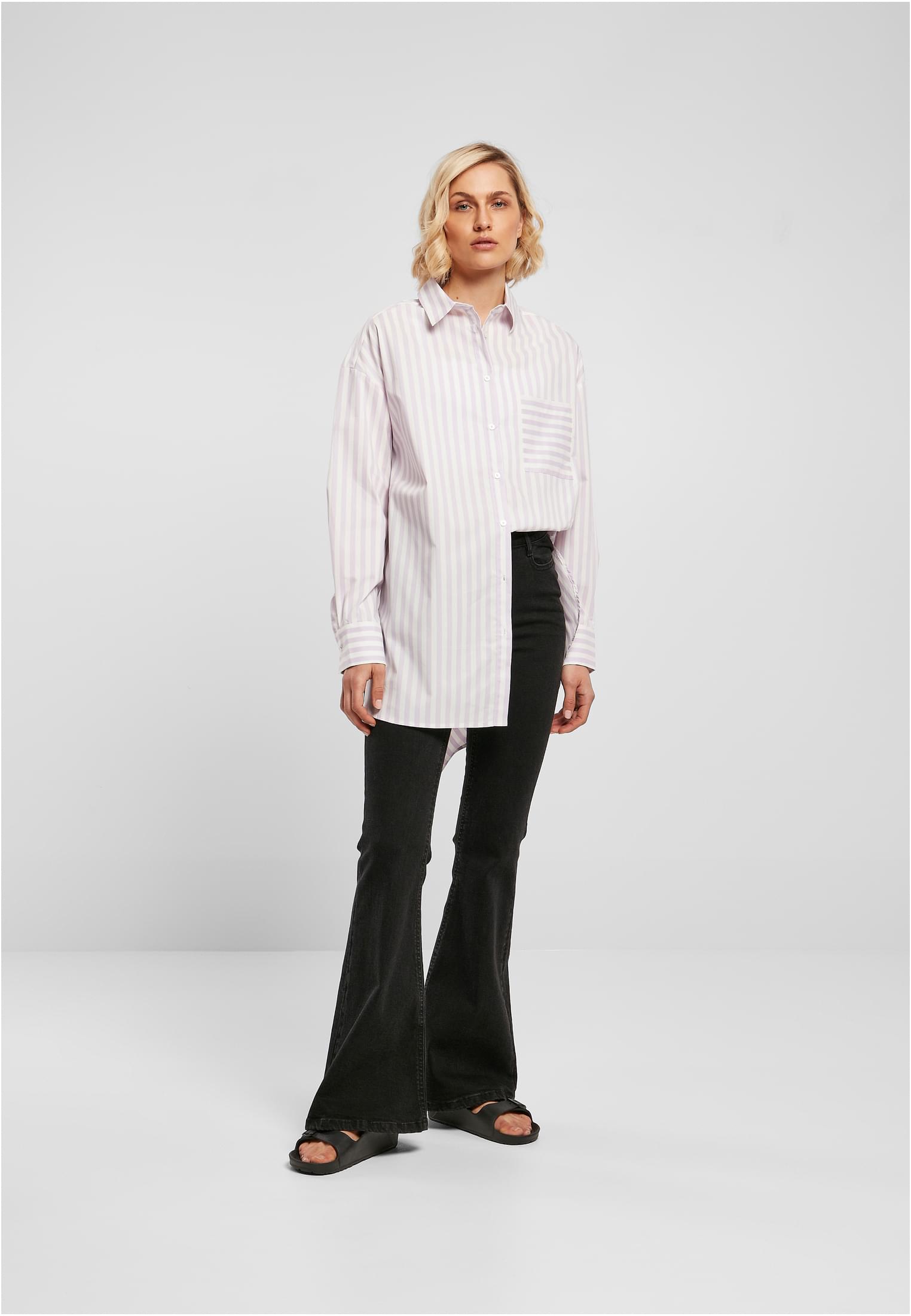 Ladies Oversized Stripe Shirt | white/lilac