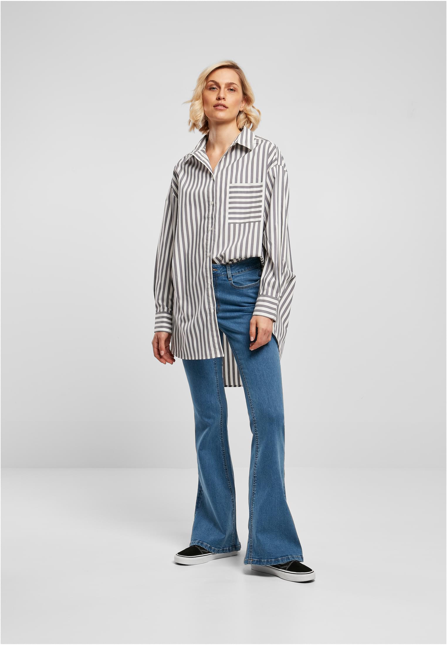 Ladies Oversized Stripe Shirt | white/darkshadow