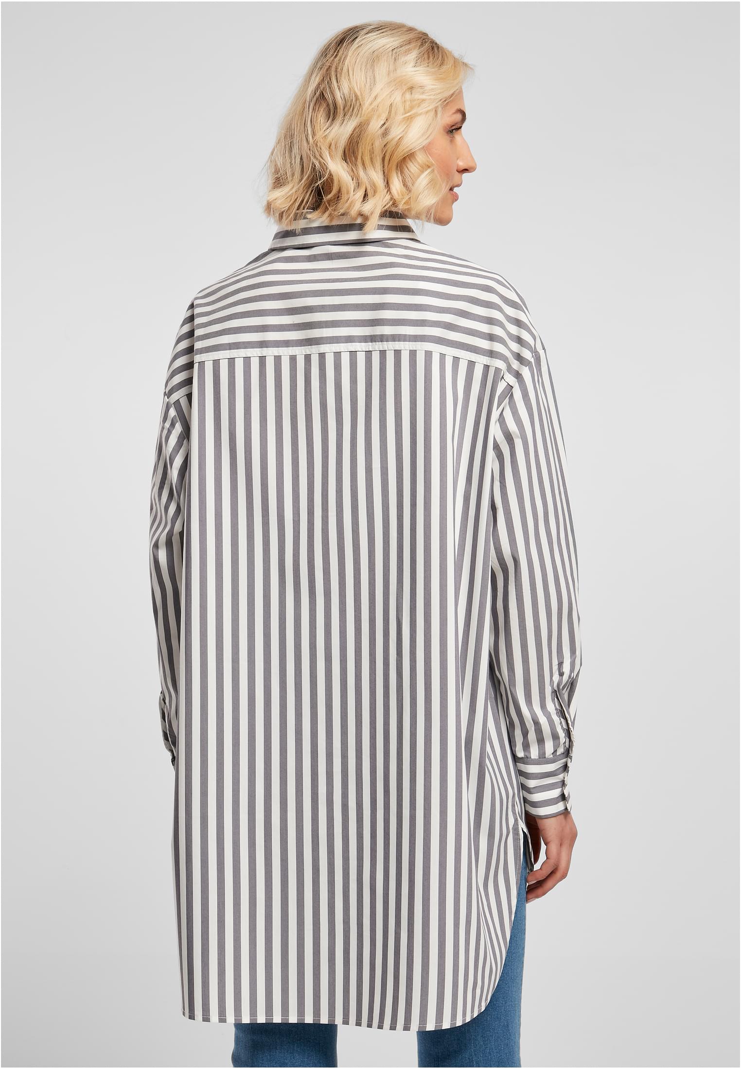 Ladies Oversized Stripe Shirt | white/darkshadow