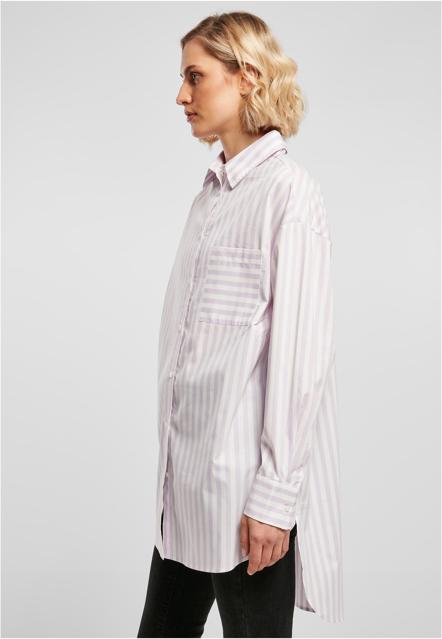 Ladies Oversized Stripe Shirt | white/lilac