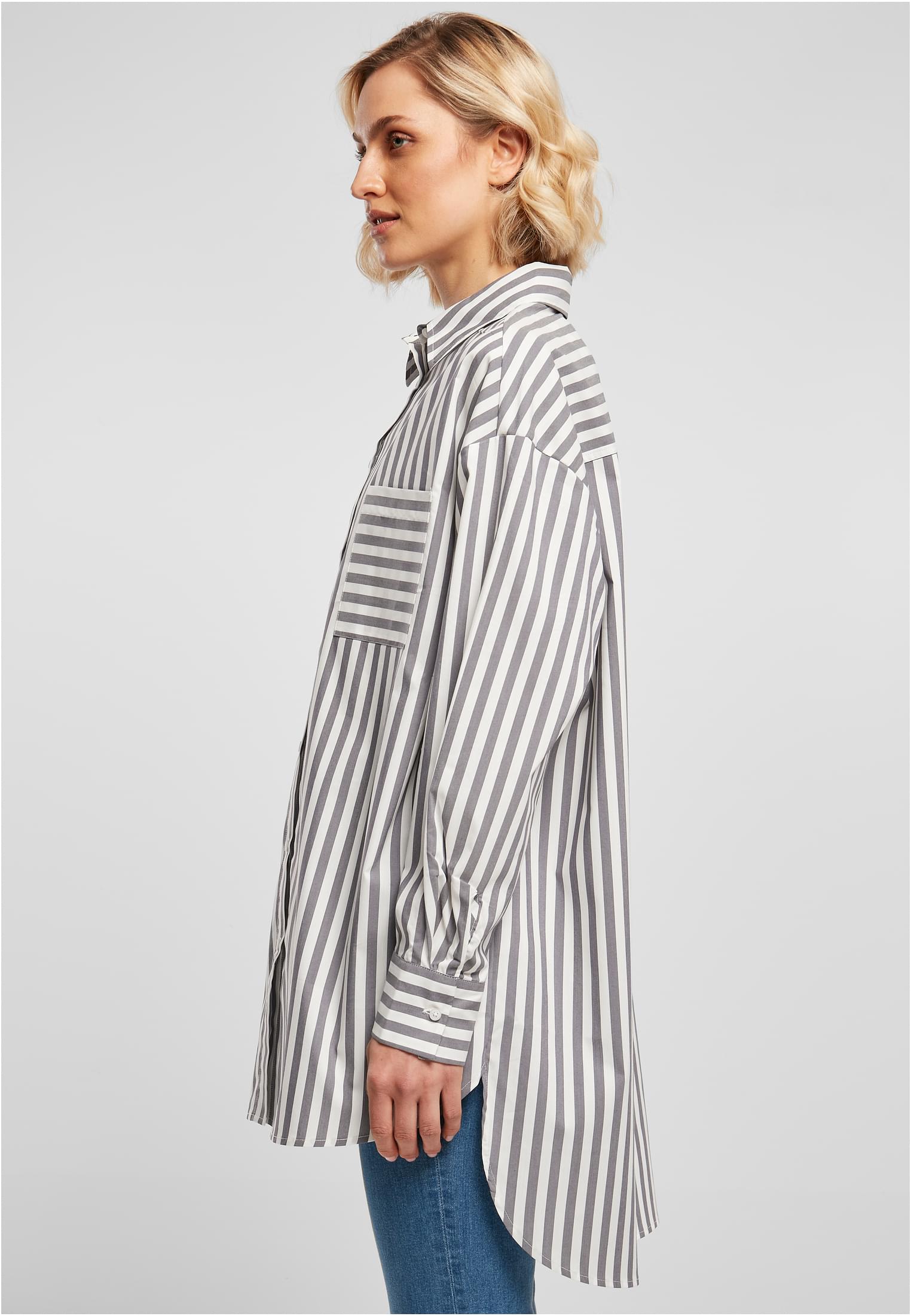 Ladies Oversized Stripe Shirt | white/darkshadow