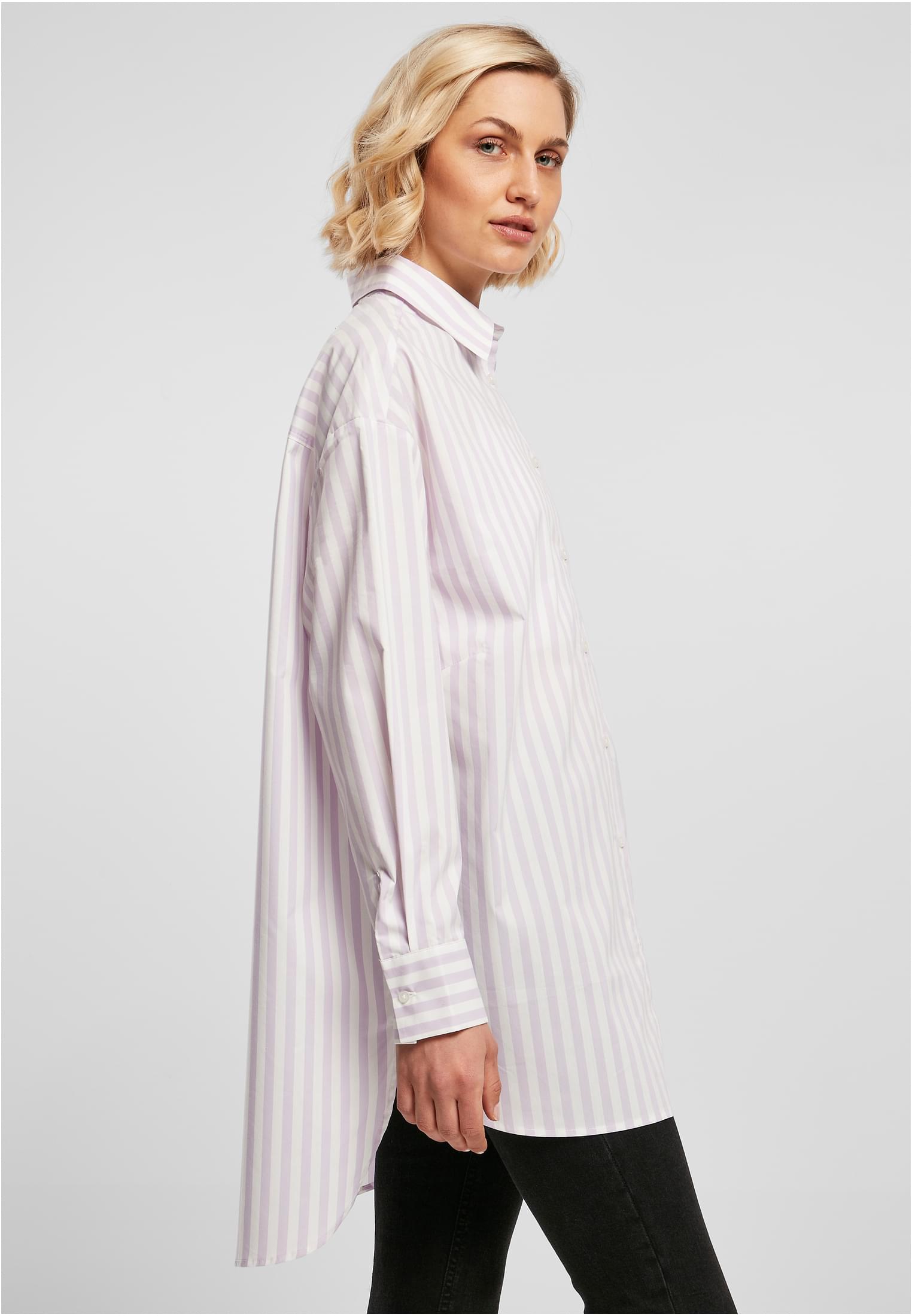 Ladies Oversized Stripe Shirt | white/lilac