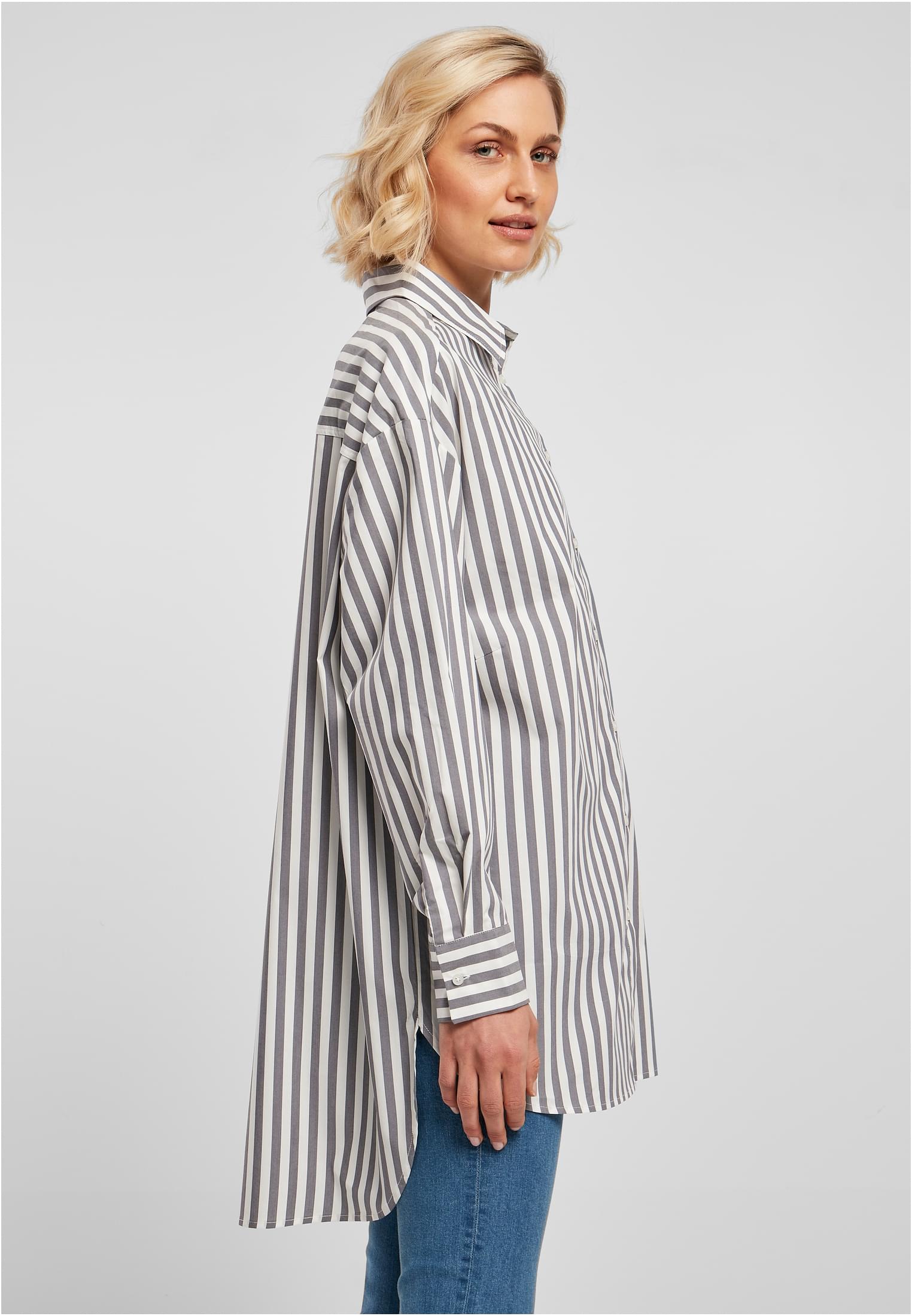 Ladies Oversized Stripe Shirt | white/darkshadow