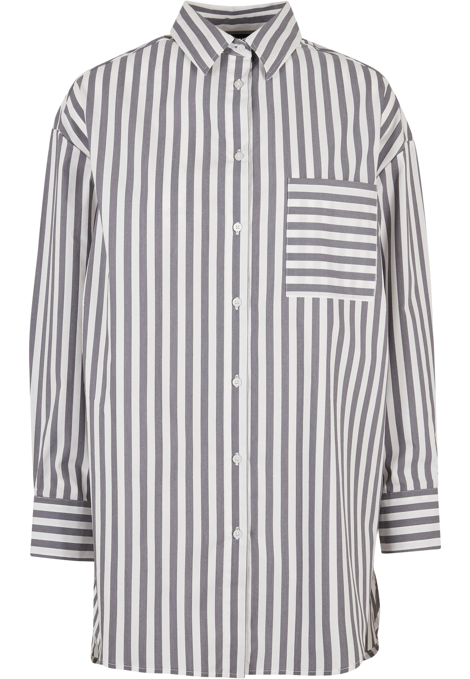 Ladies Oversized Stripe Shirt | white/darkshadow