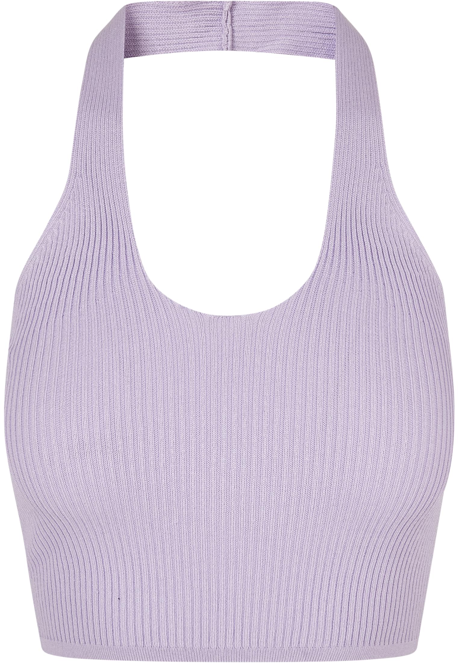 Ladies Rib Knit Crossed Neckholder Top | lilac