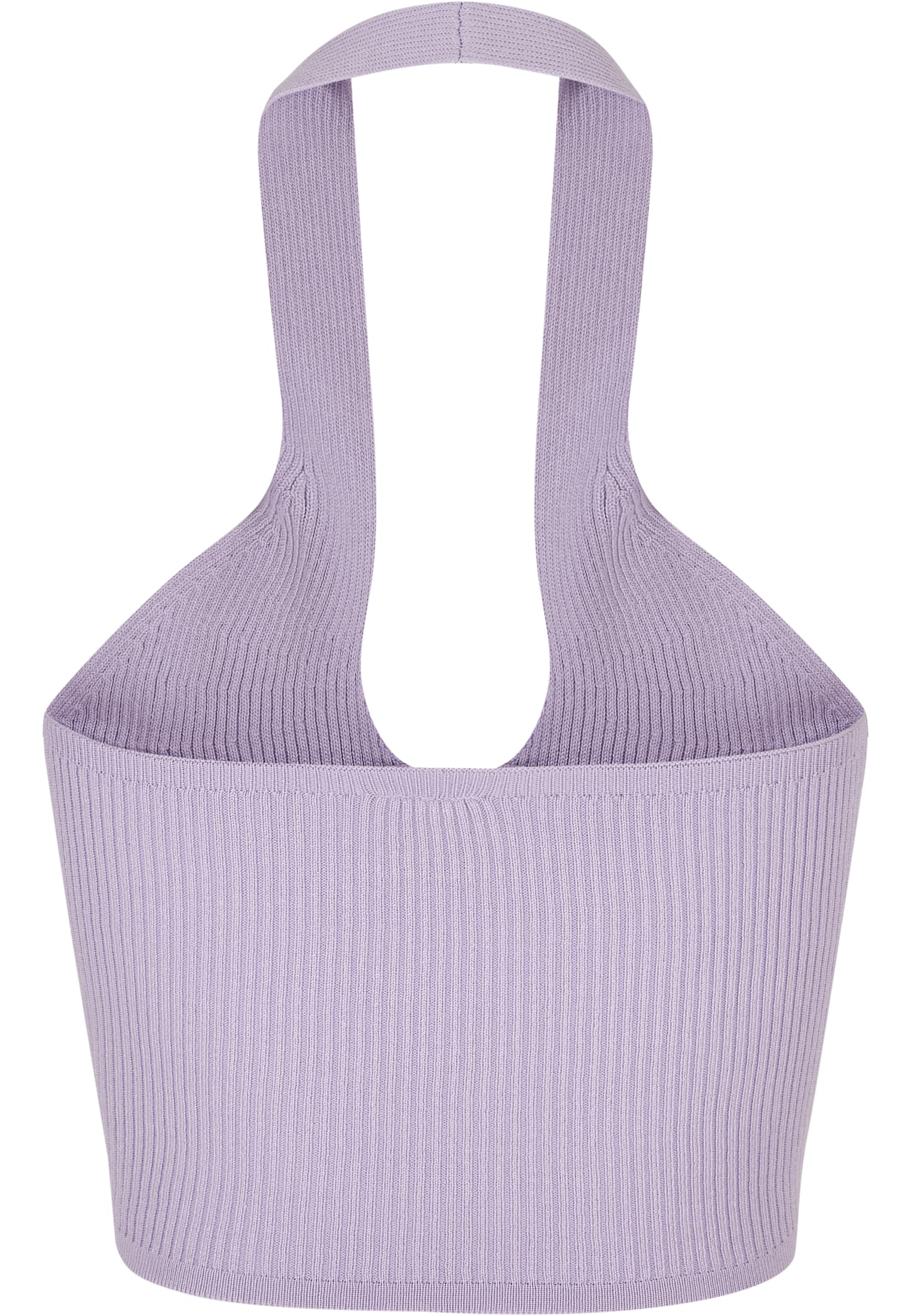 Ladies Rib Knit Crossed Neckholder Top | lilac