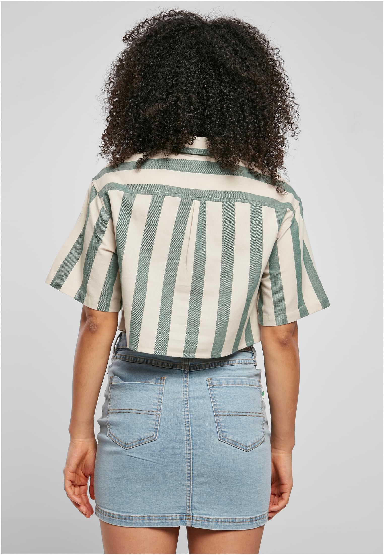 Ladies Short Oversized Stripe Shirt | greenlancer/softseagrass