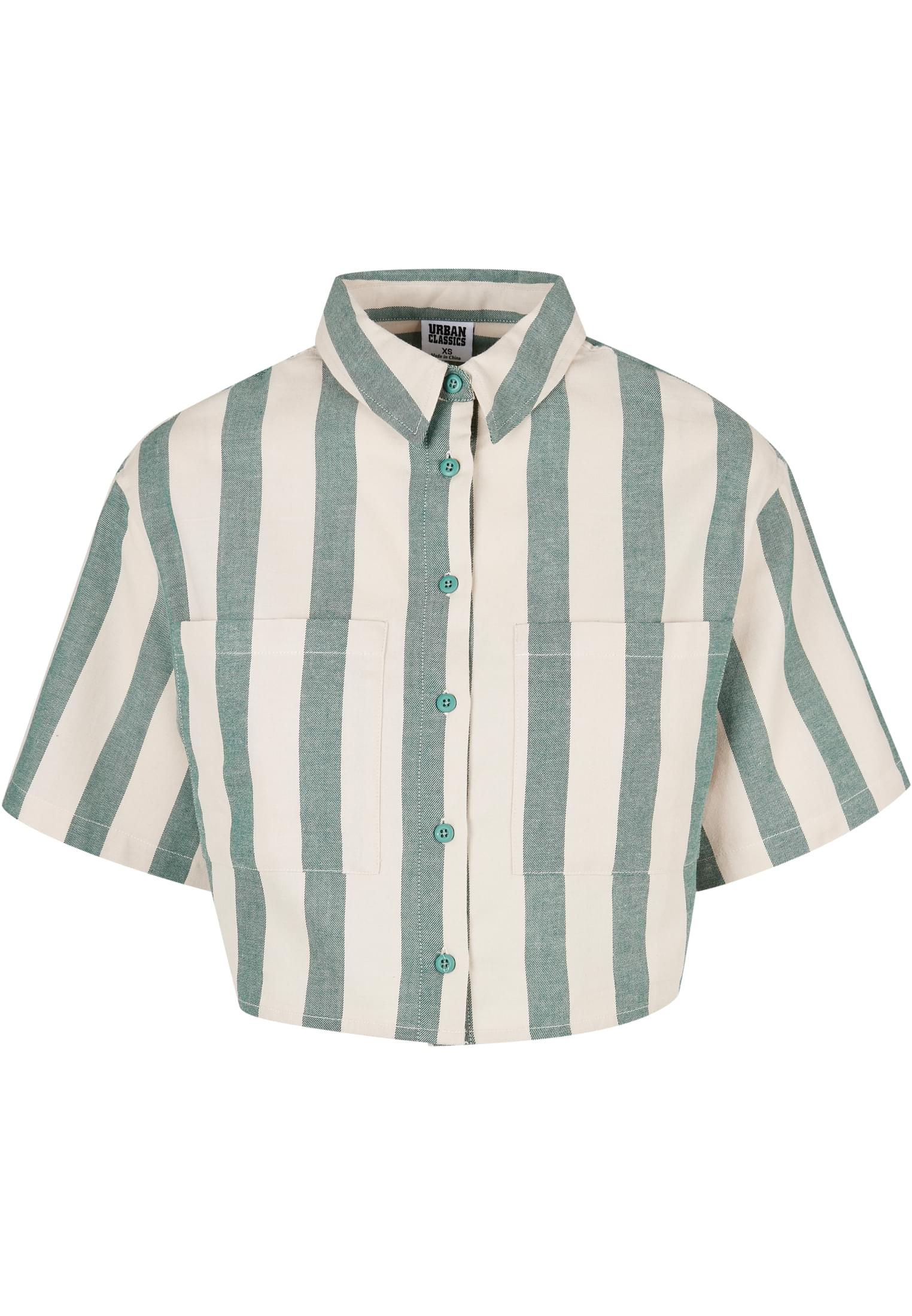 Ladies Short Oversized Stripe Shirt | greenlancer/softseagrass