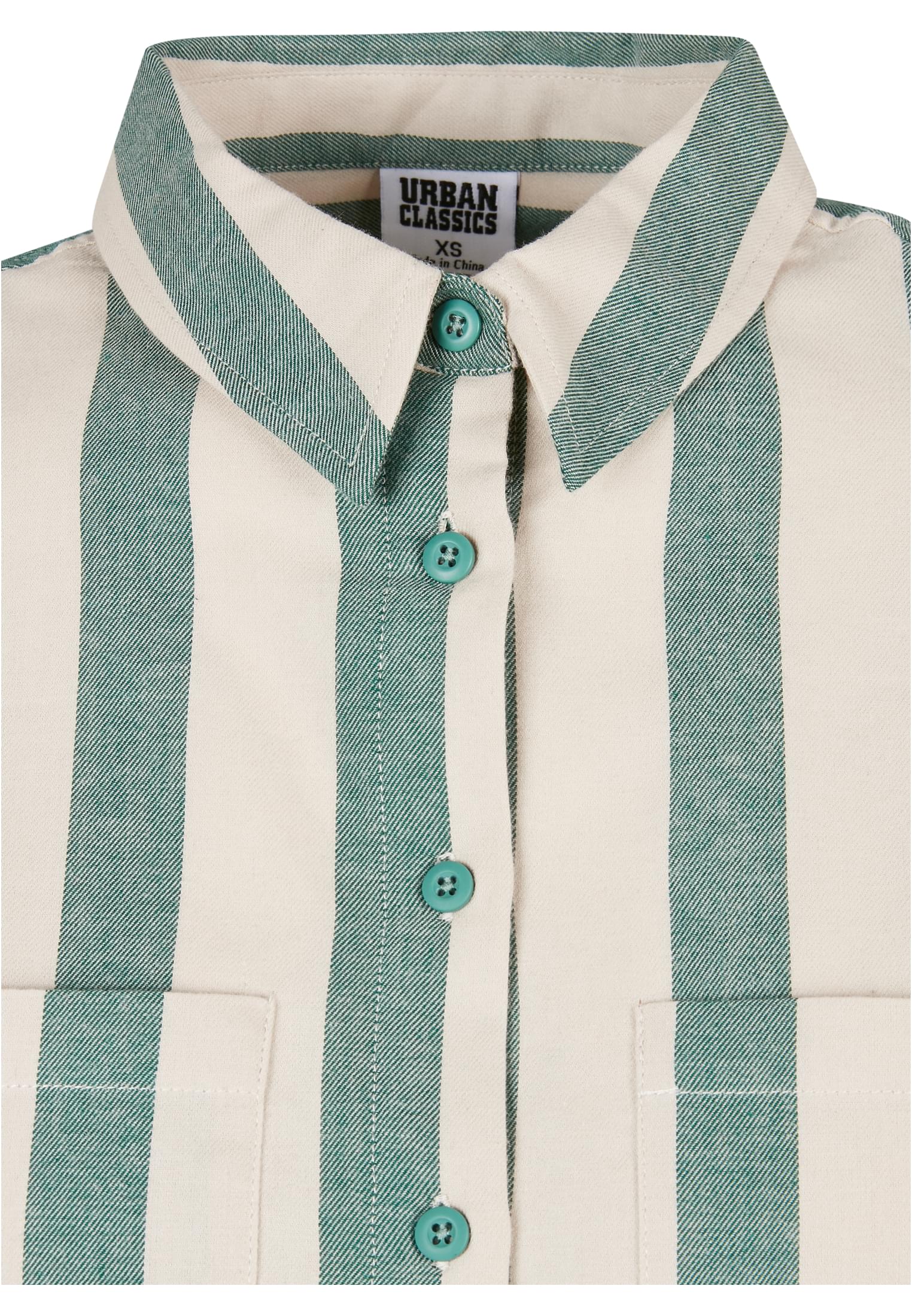 Ladies Short Oversized Stripe Shirt | greenlancer/softseagrass