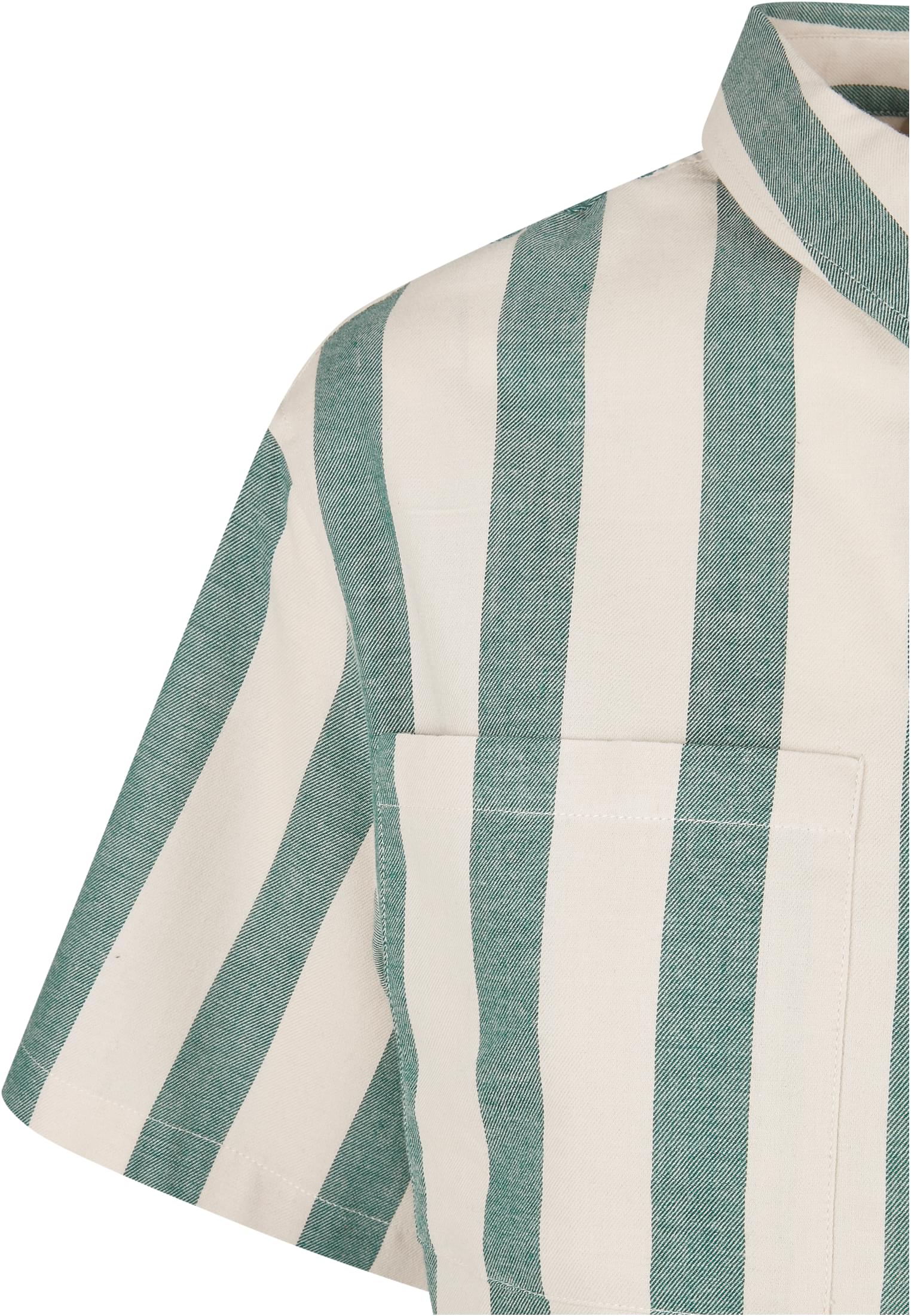 Ladies Short Oversized Stripe Shirt | greenlancer/softseagrass