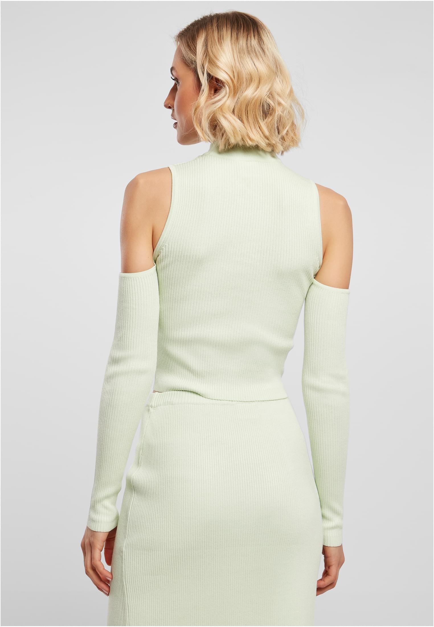 Ladies Rib Knit Cut Out Sleeve Longsleeve | lightmint