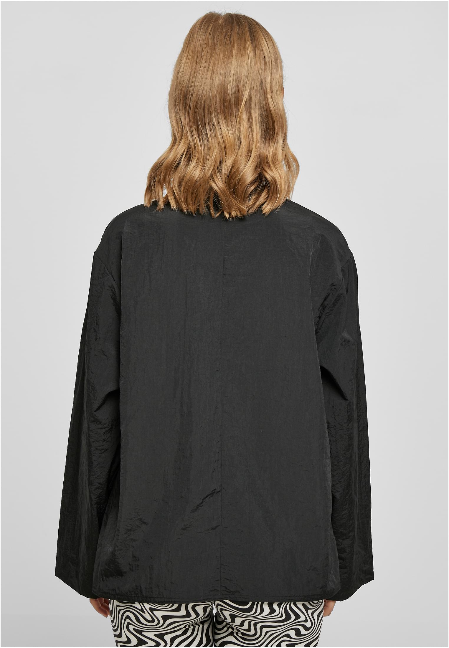 Ladies Oversized Crinkle Nylon Blazer | black