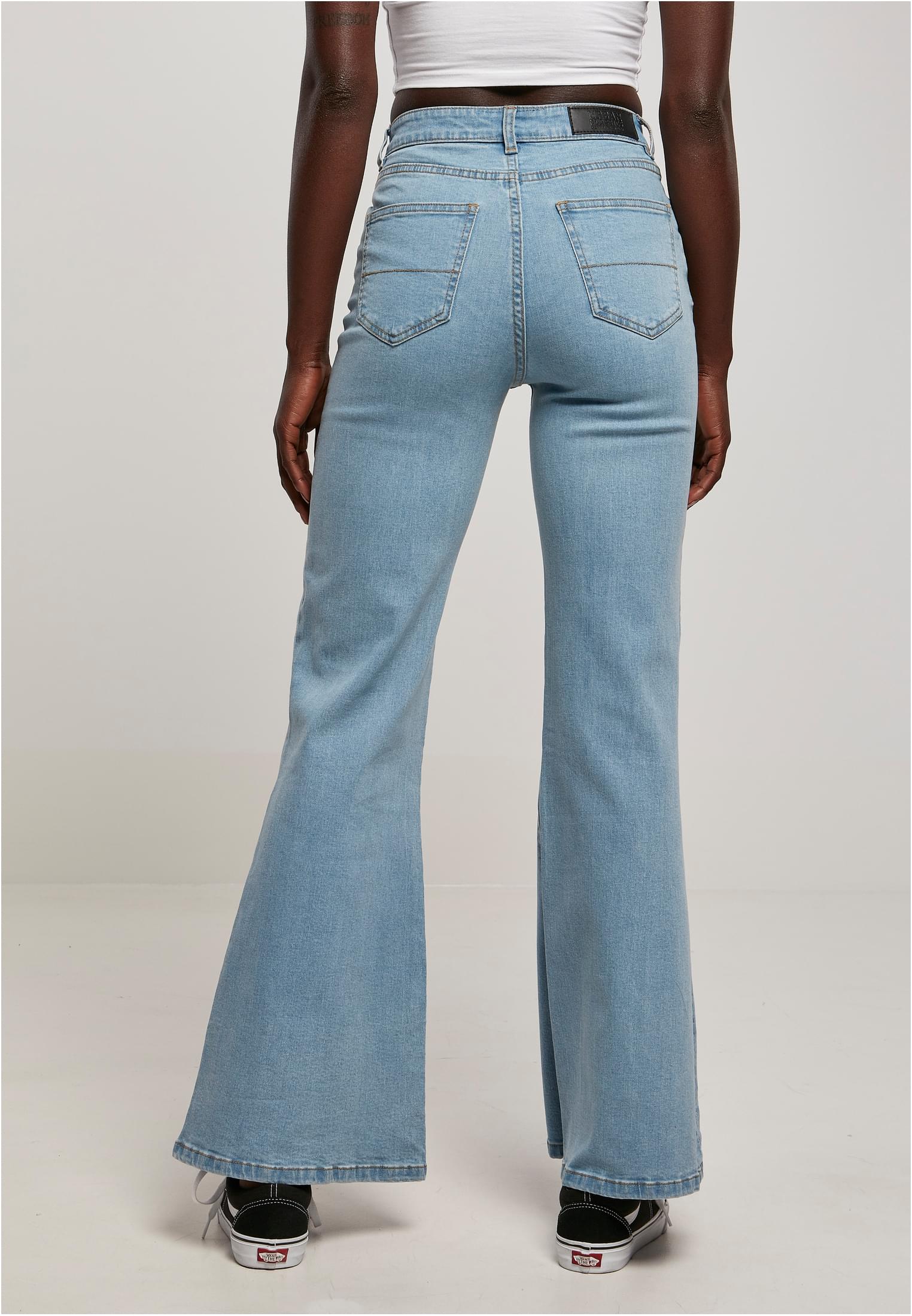 Ladies Organic High Waist Flared Denim Pants | clearblue bleached