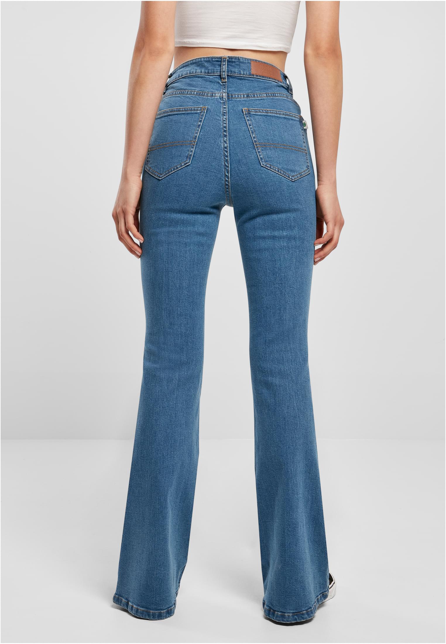 Ladies Organic High Waist Flared Denim Pants | clearblue washed