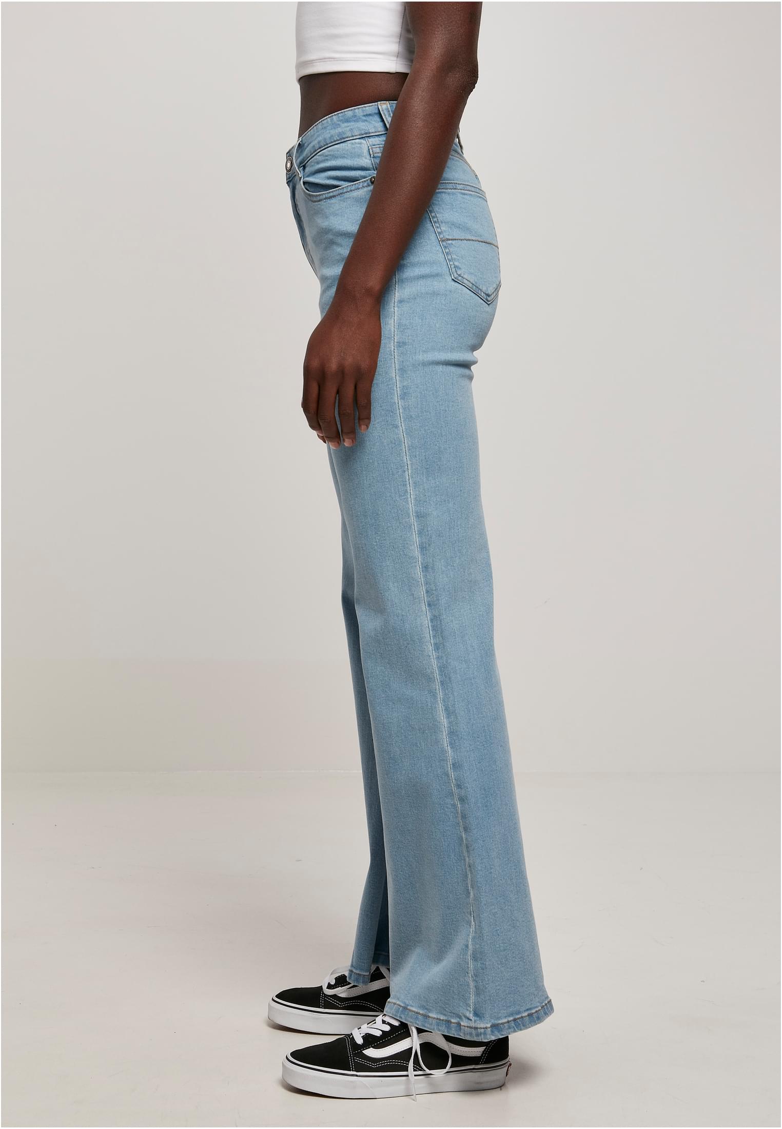 Ladies Organic High Waist Flared Denim Pants | clearblue bleached