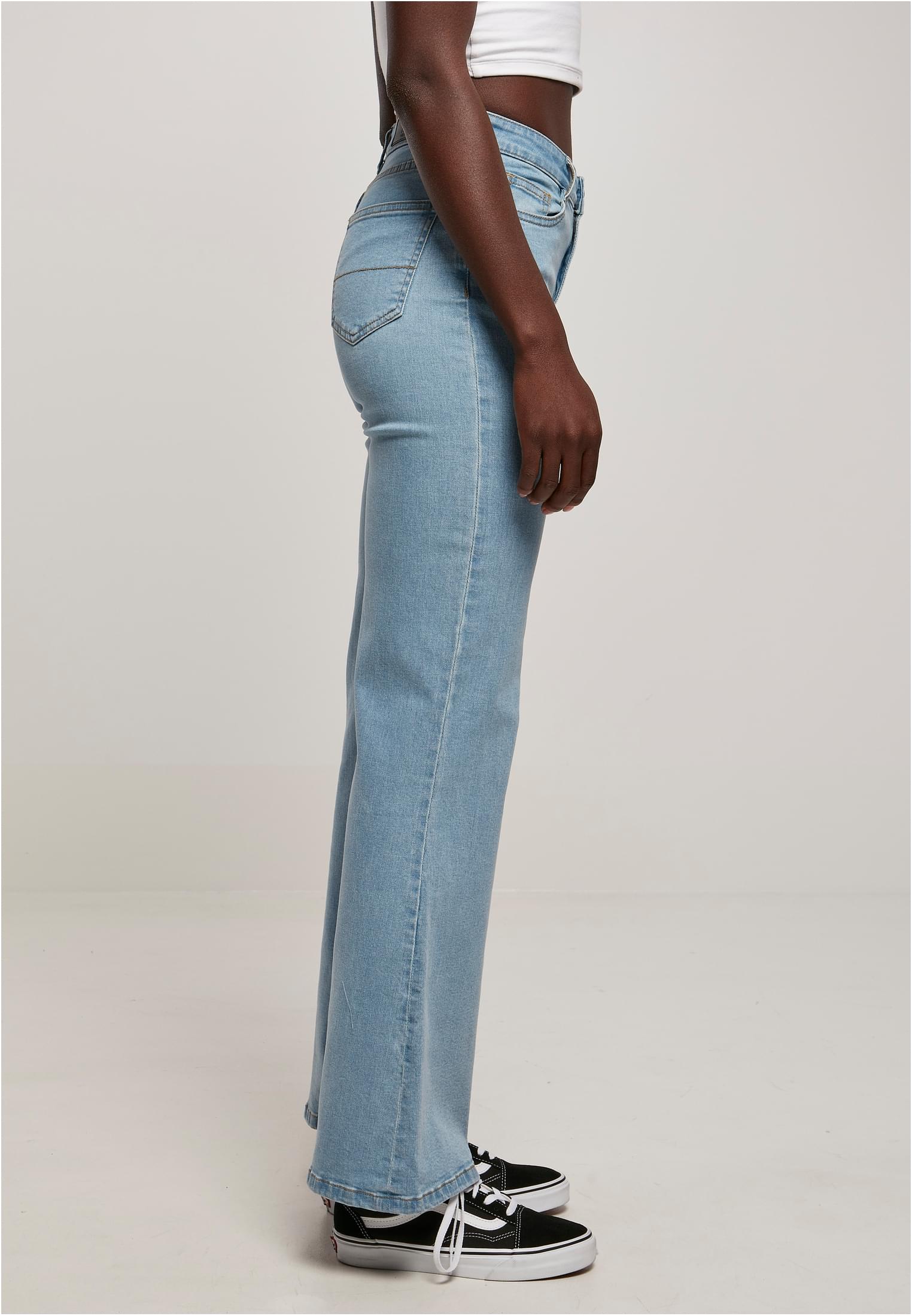 Ladies Organic High Waist Flared Denim Pants | clearblue bleached