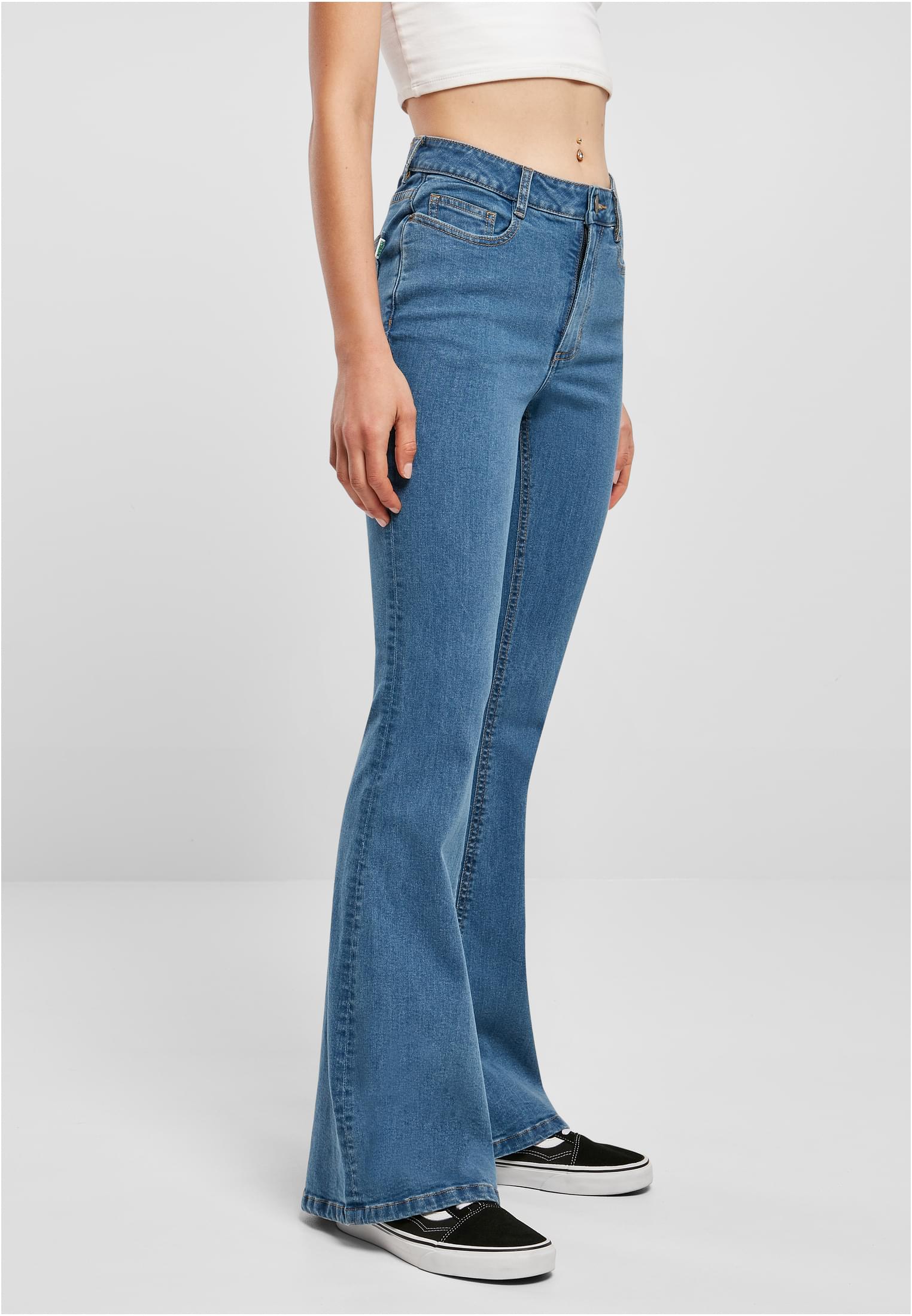 Ladies Organic High Waist Flared Denim Pants | clearblue washed