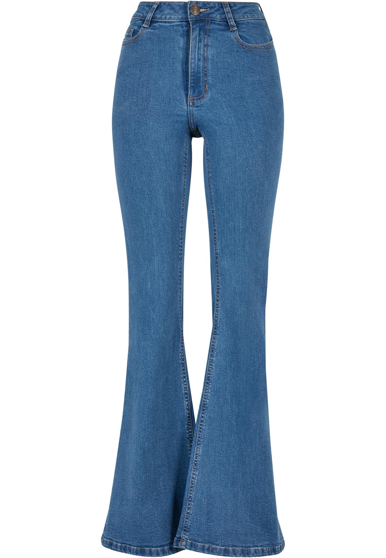 Ladies Organic High Waist Flared Denim Pants | clearblue washed