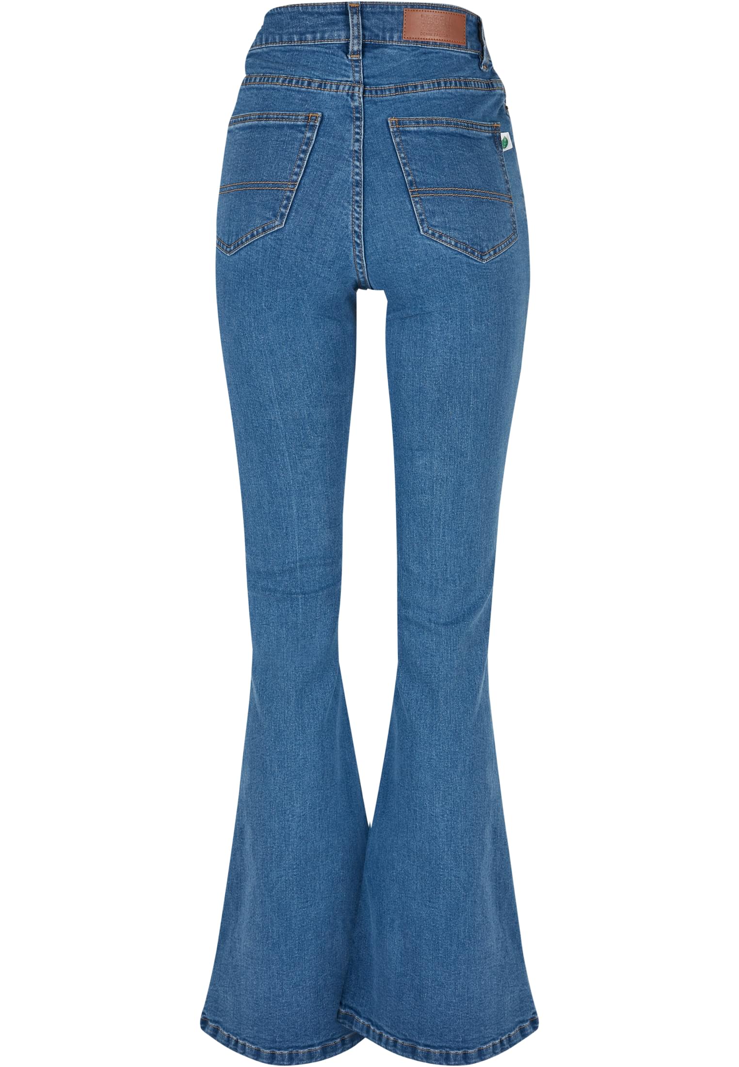 Ladies Organic High Waist Flared Denim Pants | clearblue washed