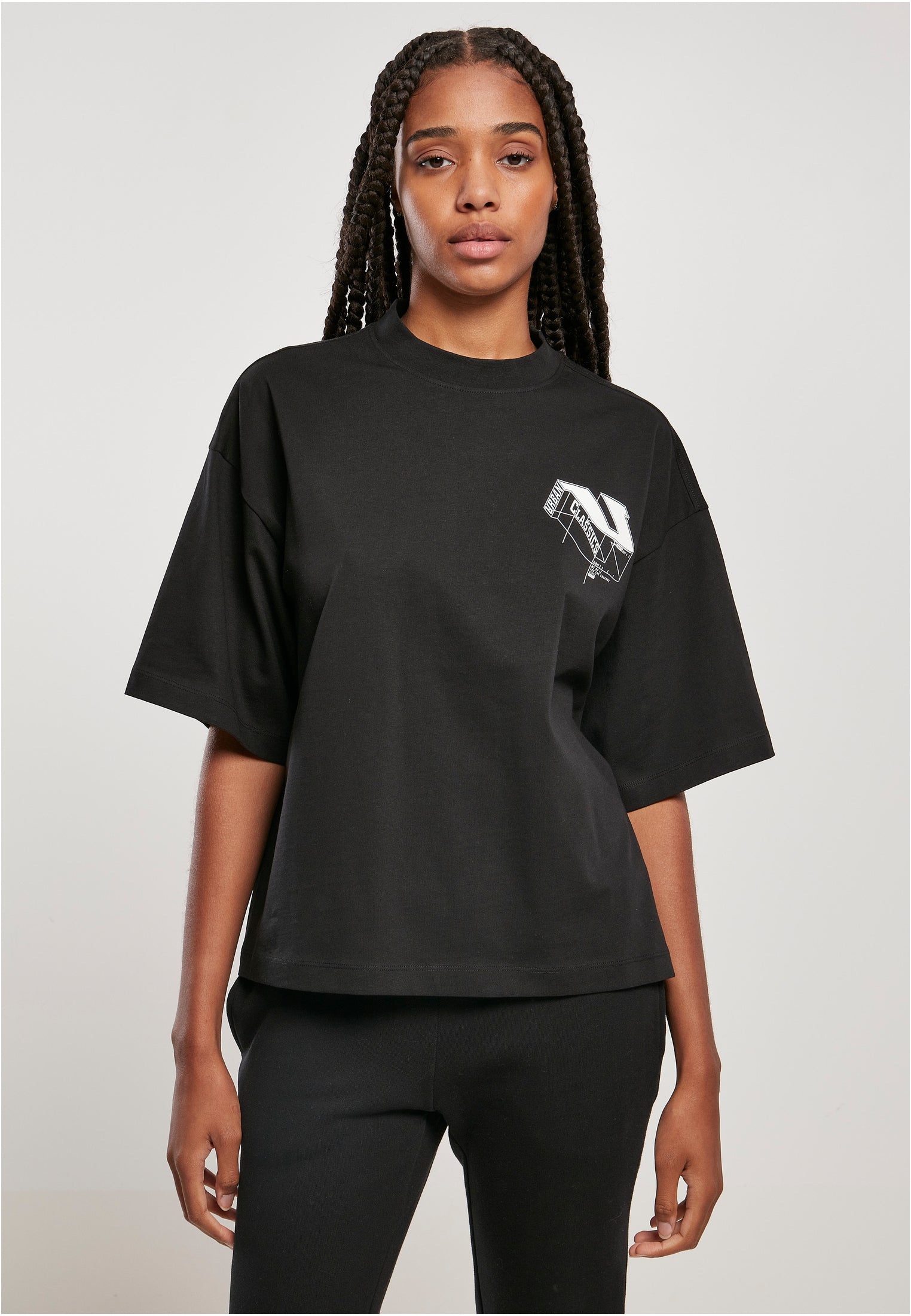 Ladies Organic Oversized 3D Logo Tee | black