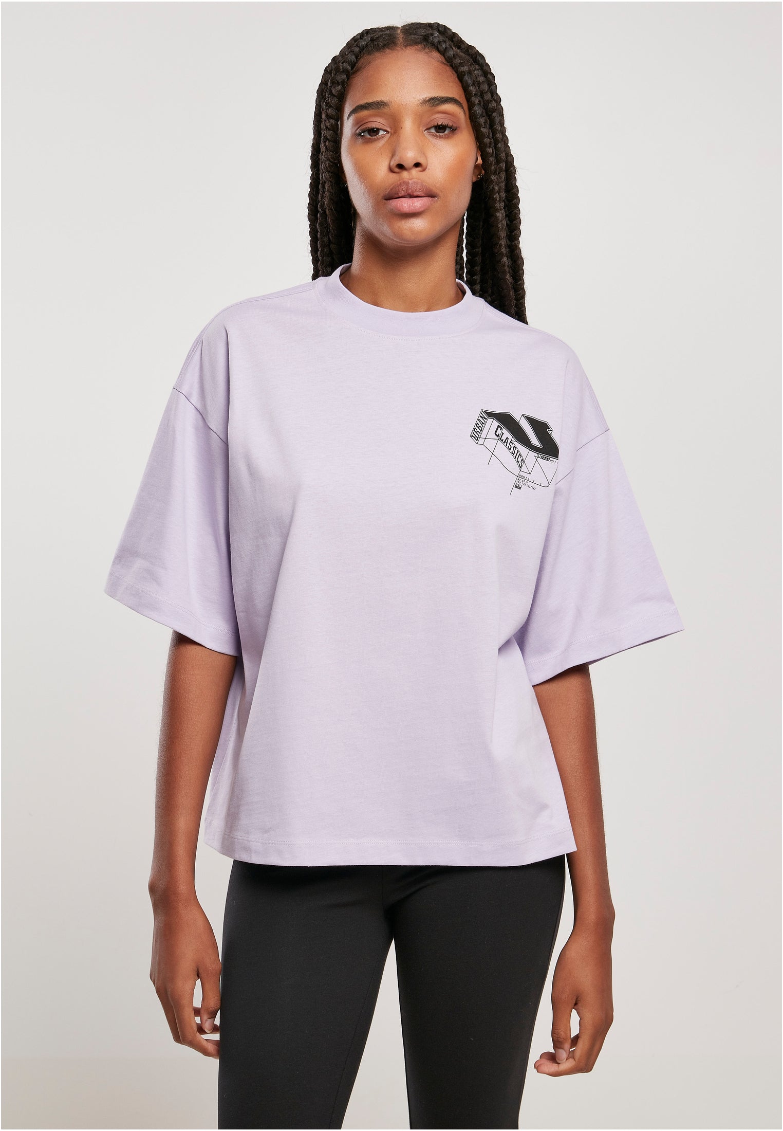 Ladies Organic Oversized 3D Logo Tee | lilac