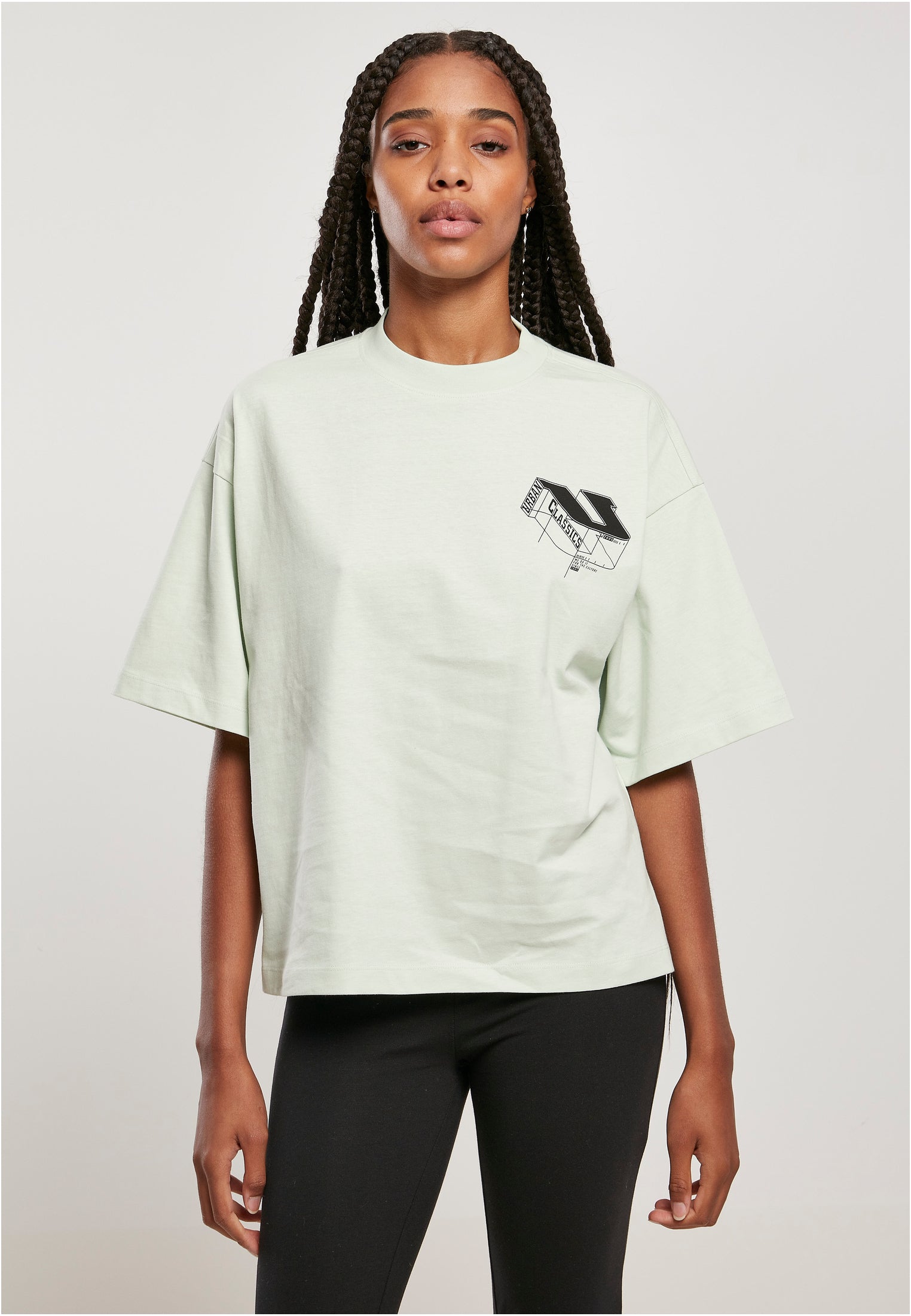 Ladies Organic Oversized 3D Logo Tee | lightmint