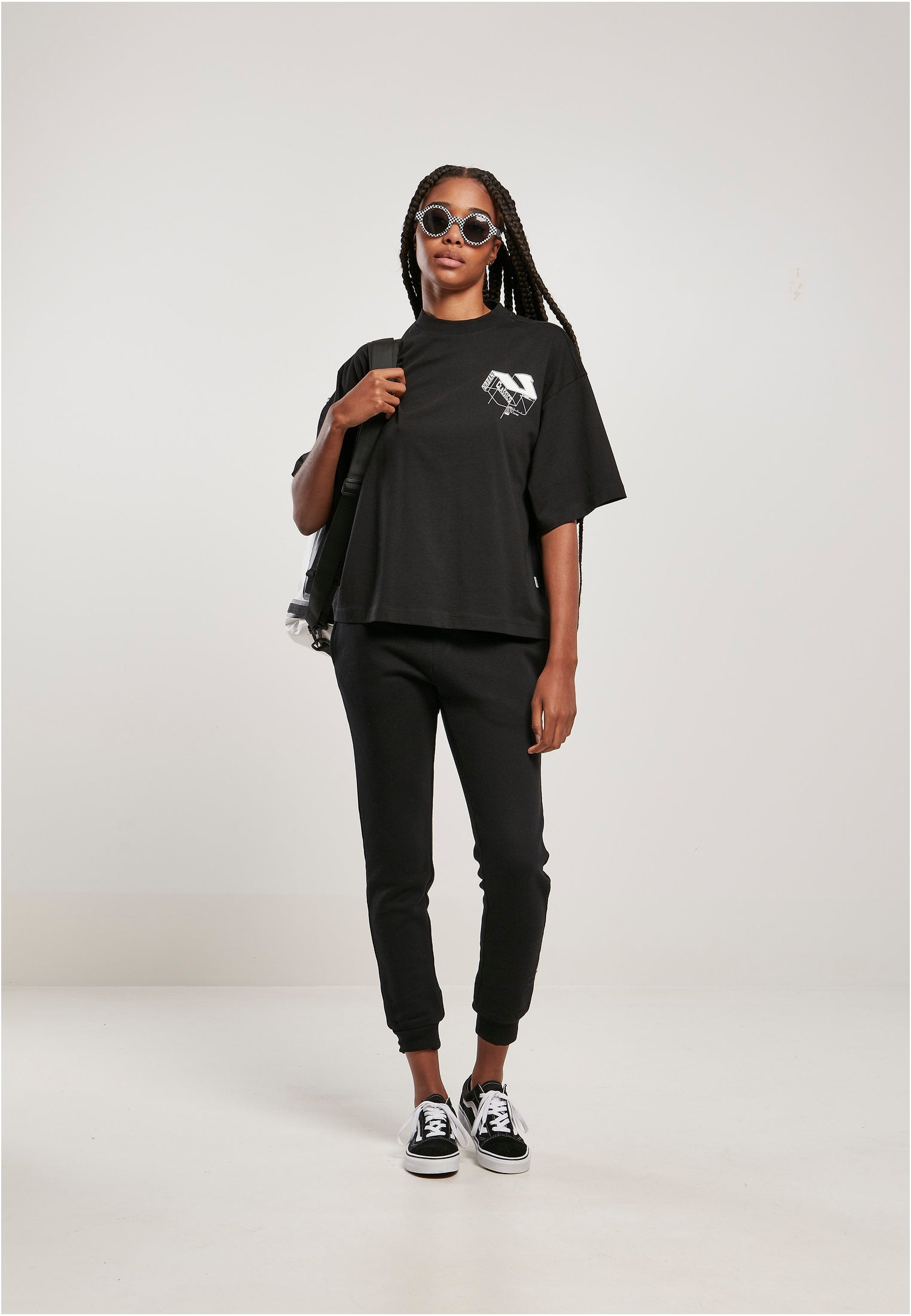 Ladies Organic Oversized 3D Logo Tee | black