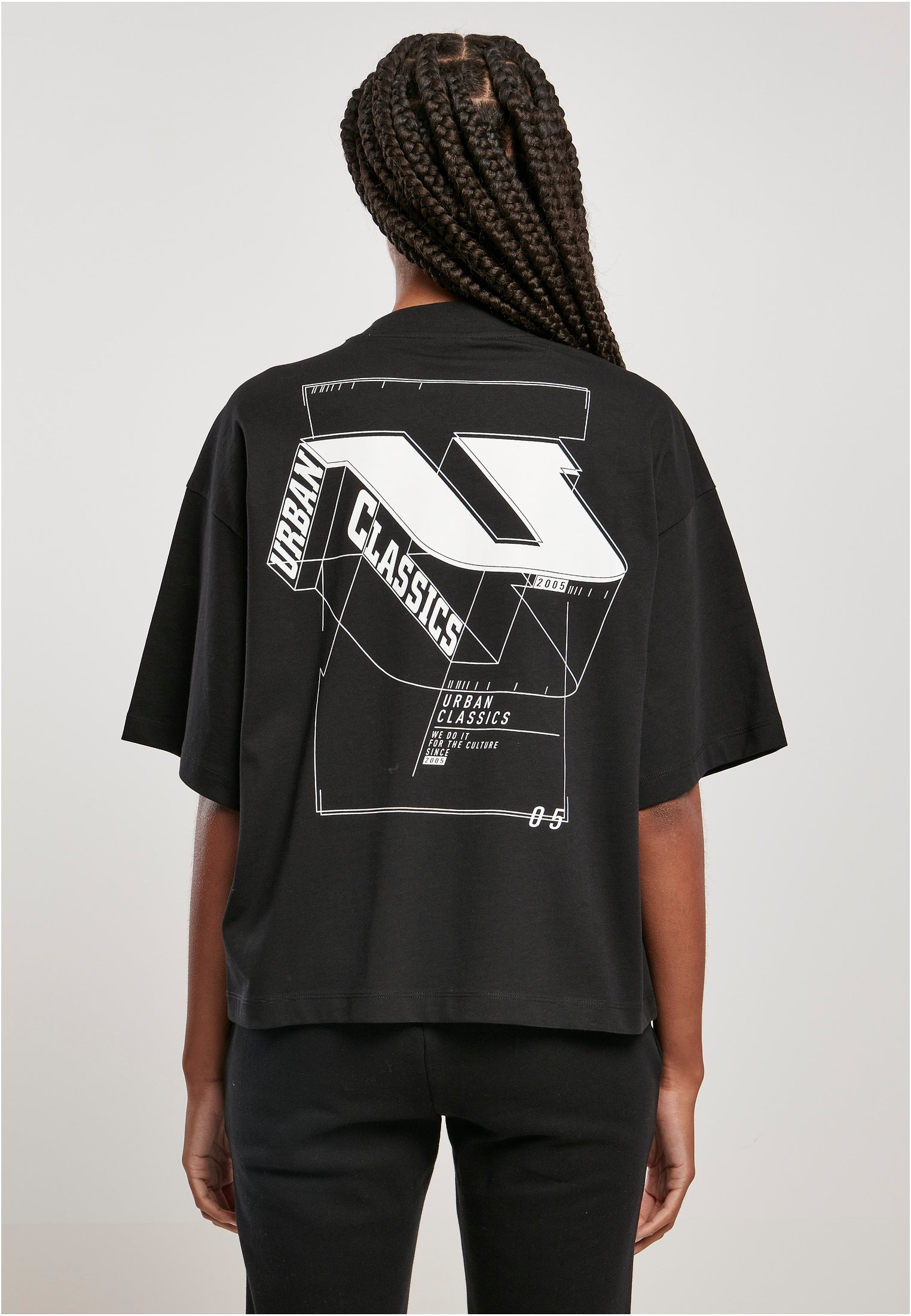 Ladies Organic Oversized 3D Logo Tee | black