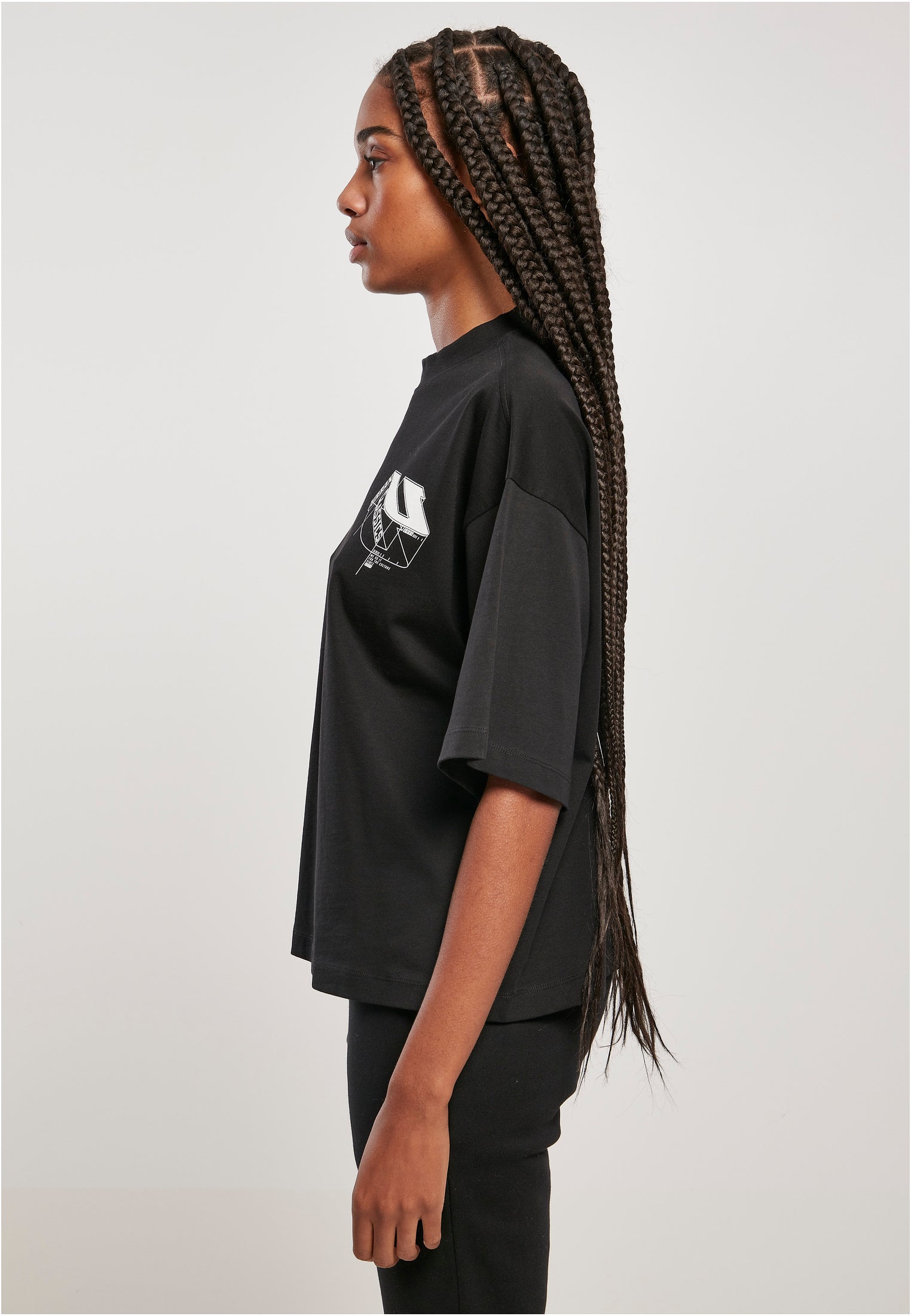 Ladies Organic Oversized 3D Logo Tee | black