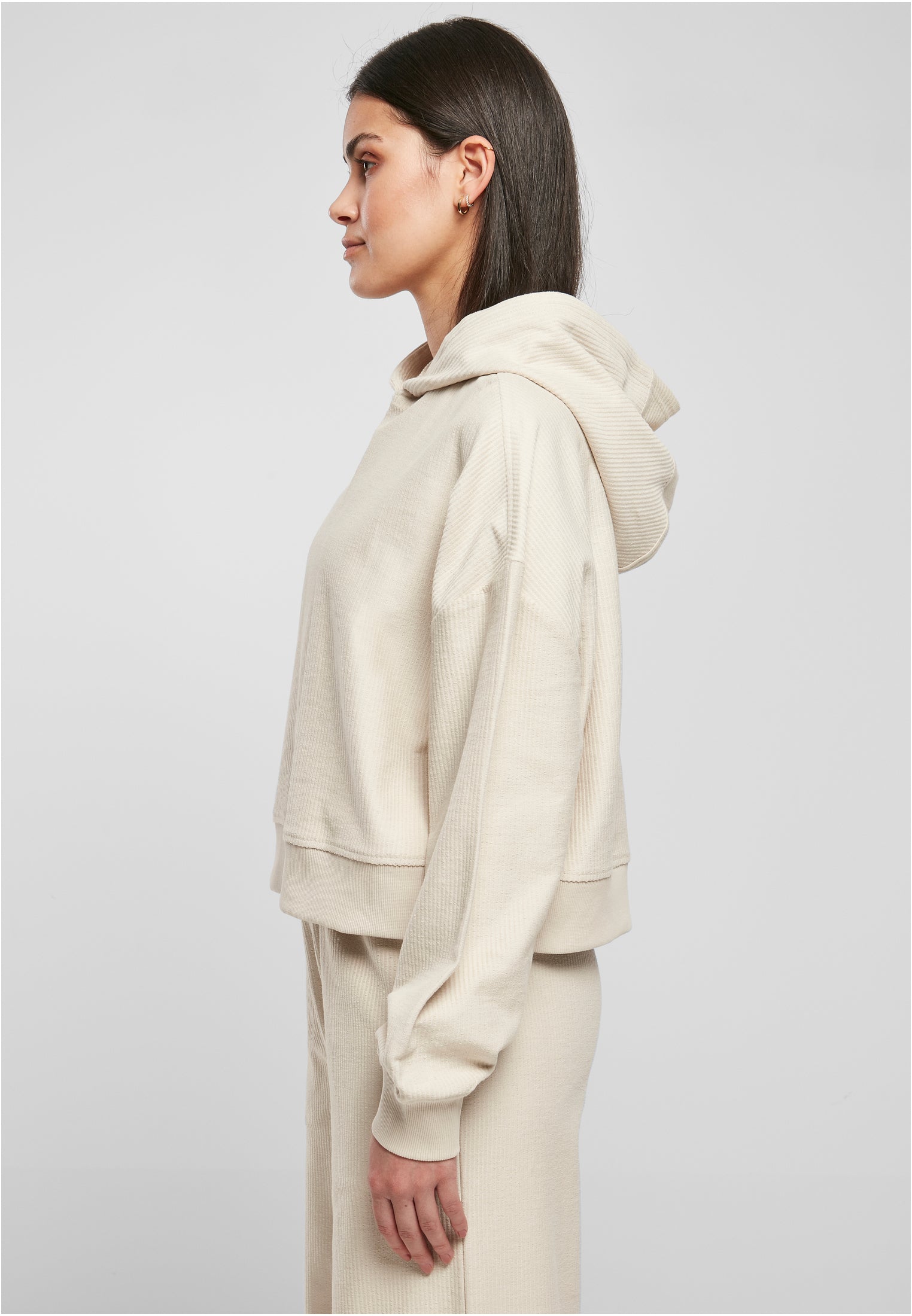 Ladies Oversized Short Rib Hoody | softseagrass