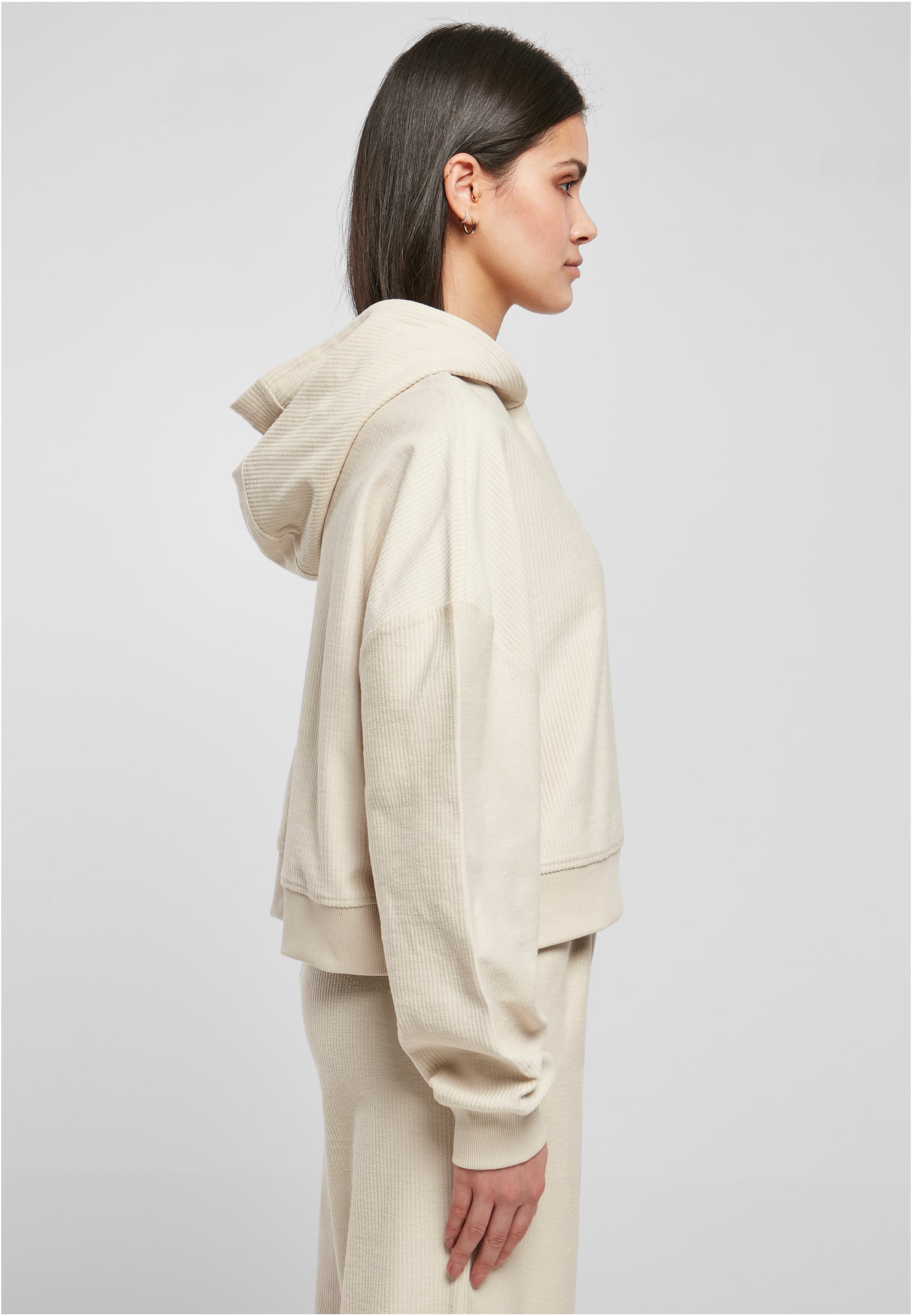 Ladies Oversized Short Rib Hoody | softseagrass