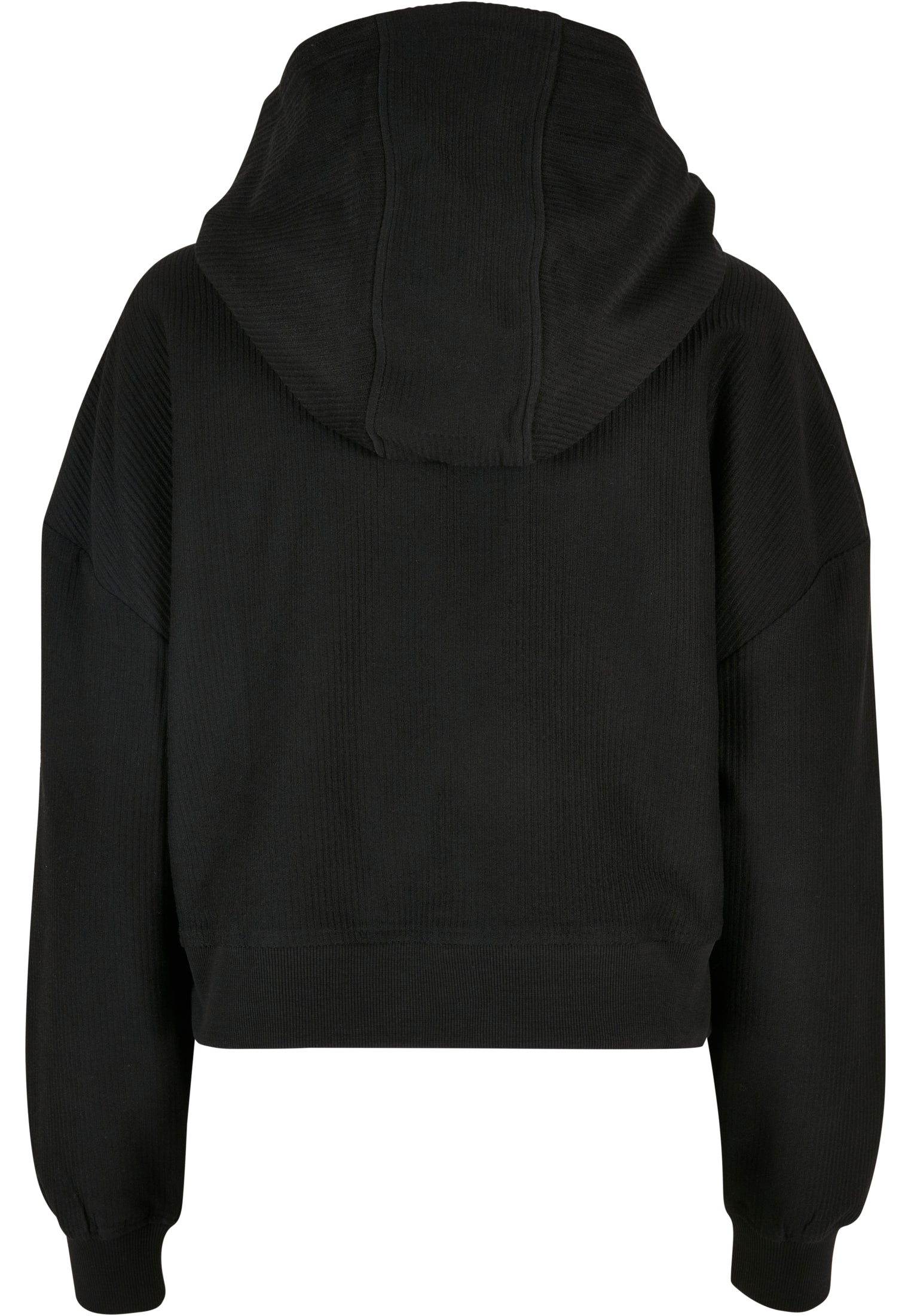 Ladies Oversized Short Rib Hoody | black