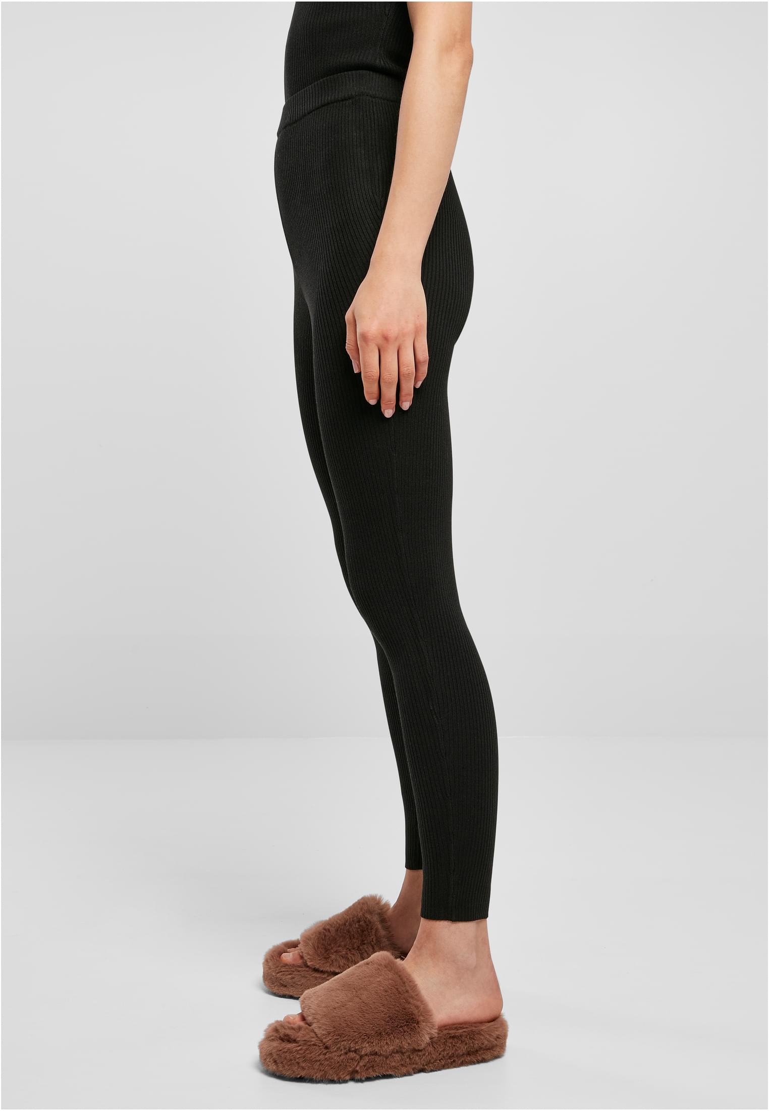 Ladies Rib Knit Leggings | black