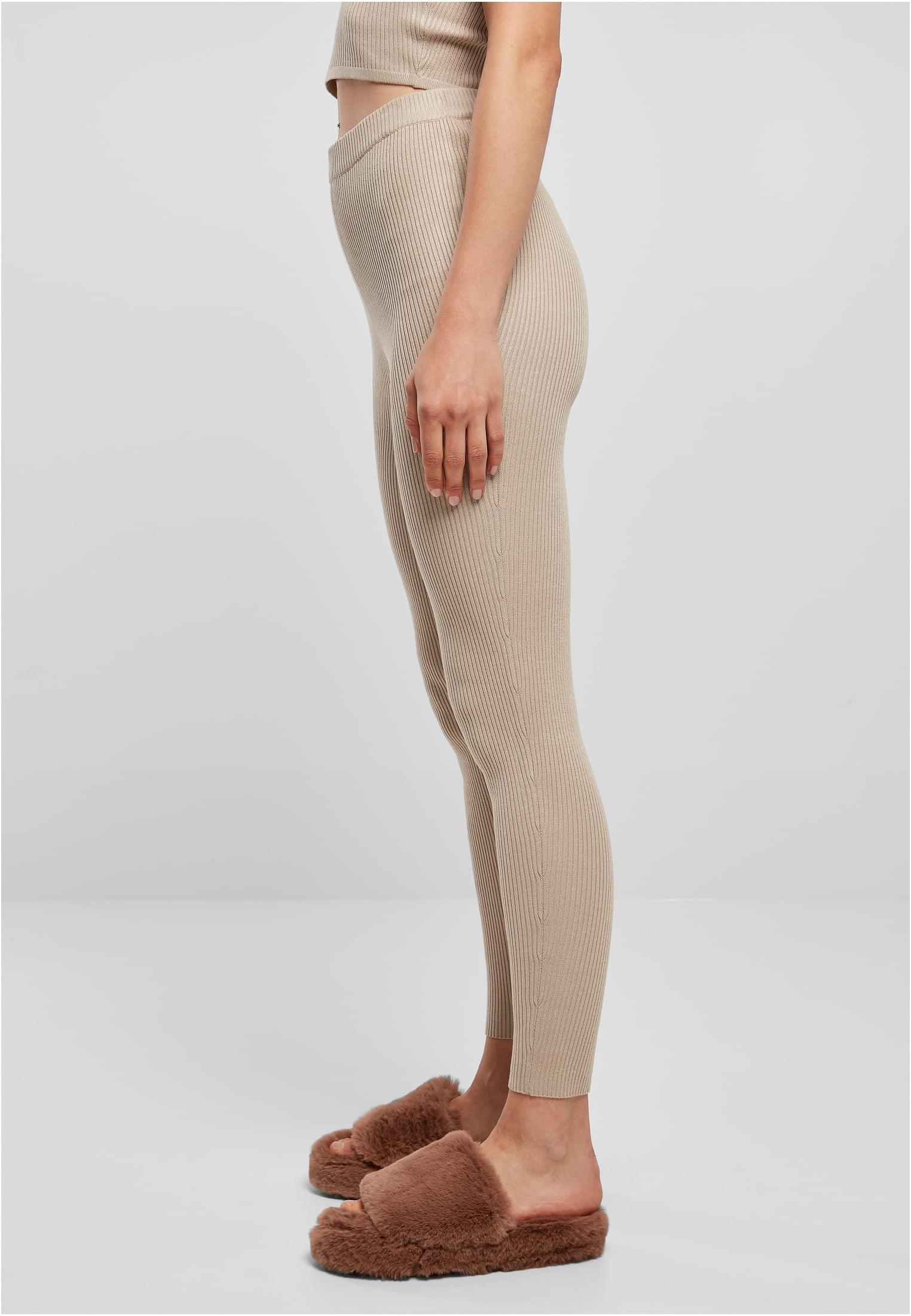 Ladies Rib Knit Leggings | lighttaupe