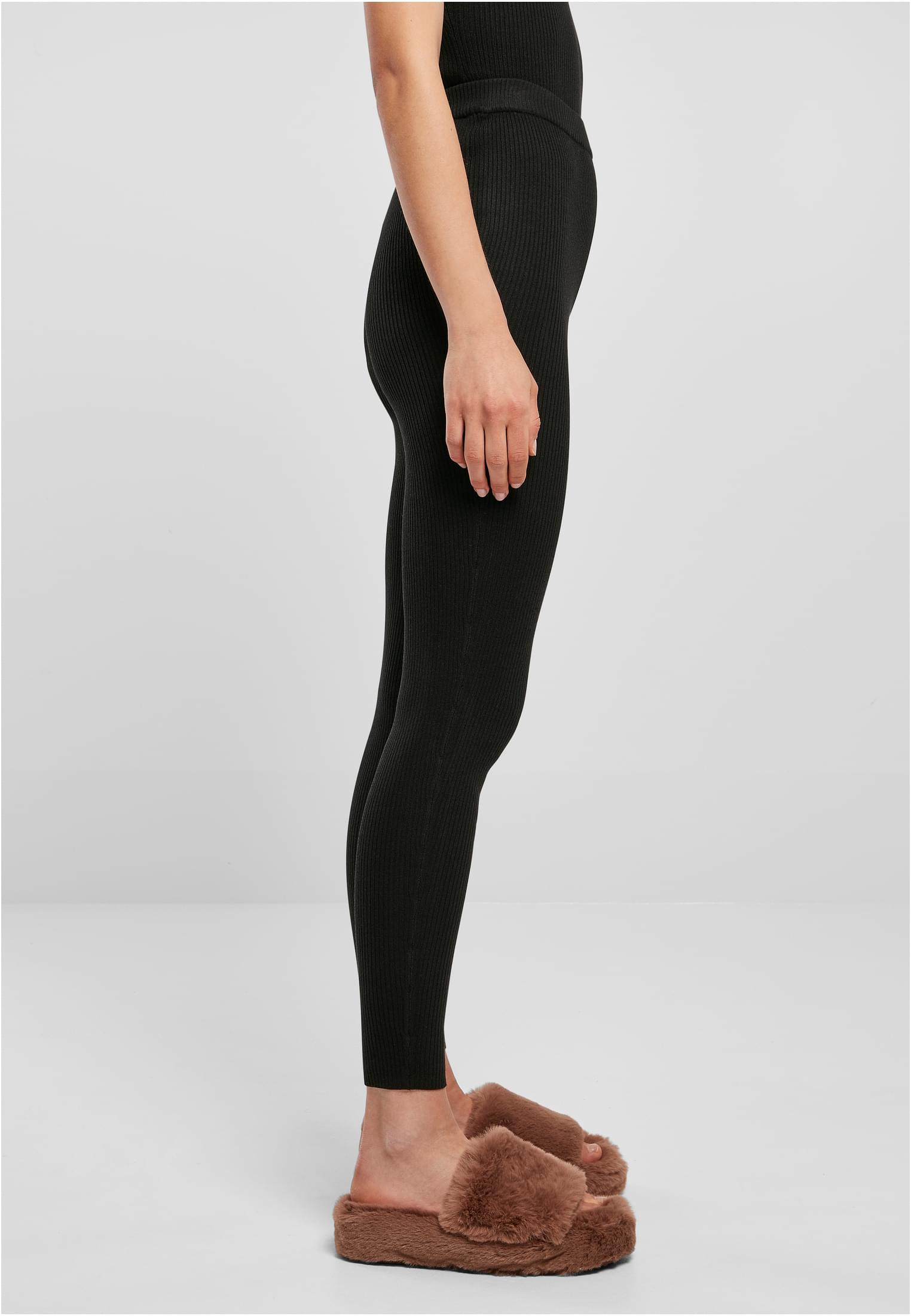 Ladies Rib Knit Leggings | black